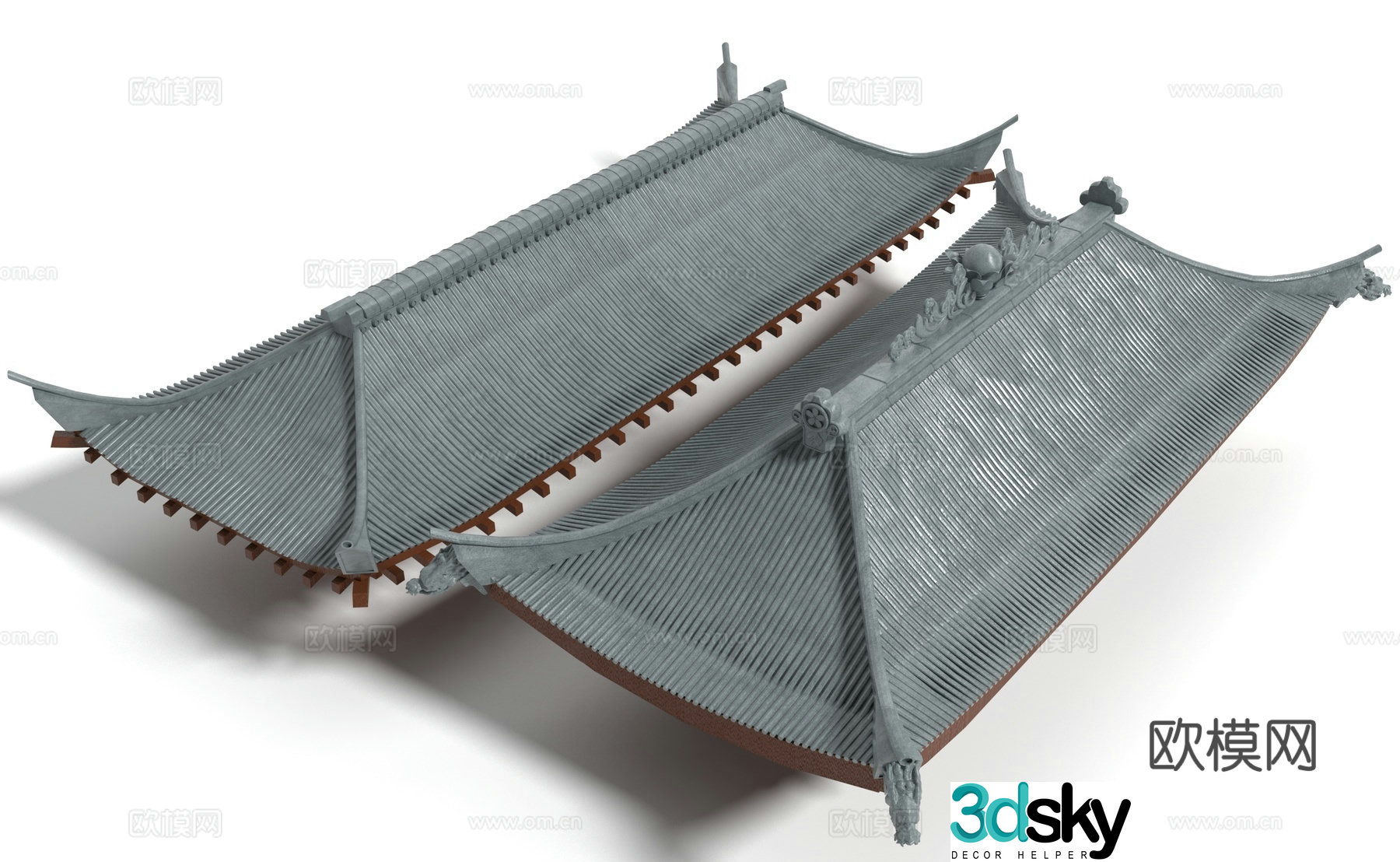 Chinese style eaves roof eaves 3d model