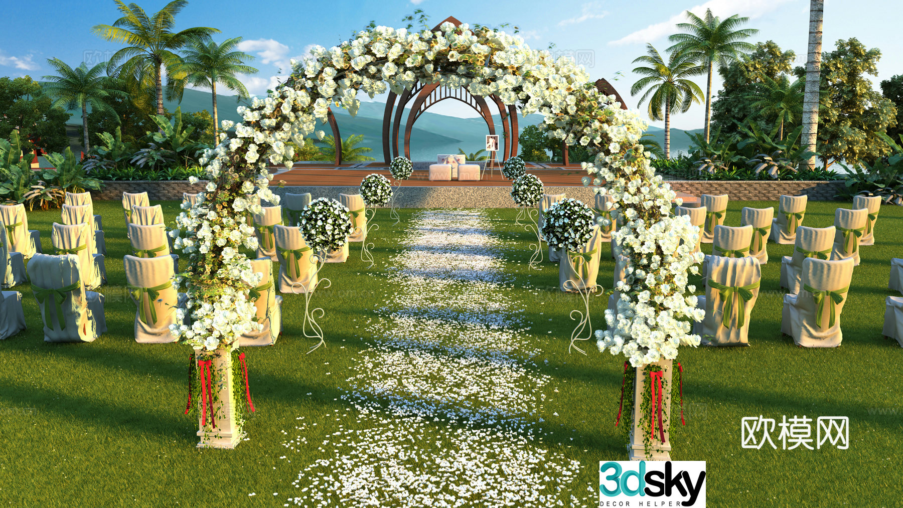 wedding scene outdoor wedding 3d model