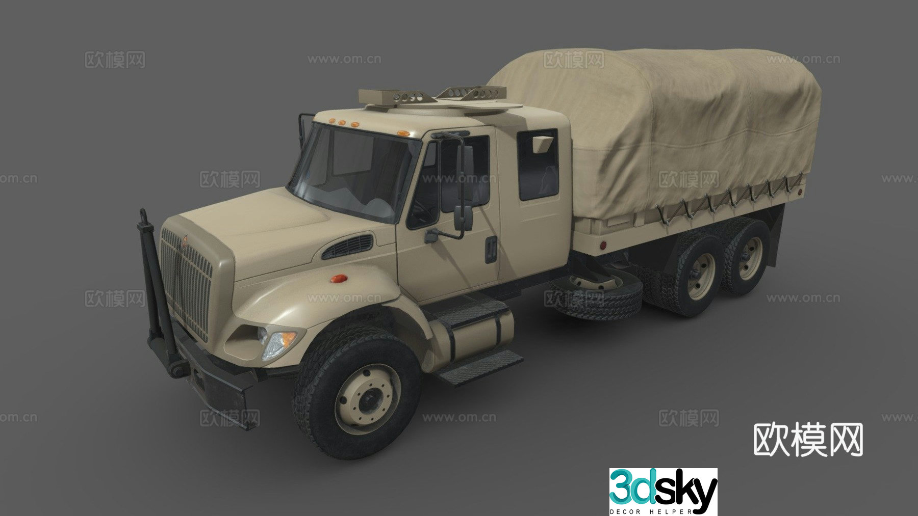 Military truck beige 3d model