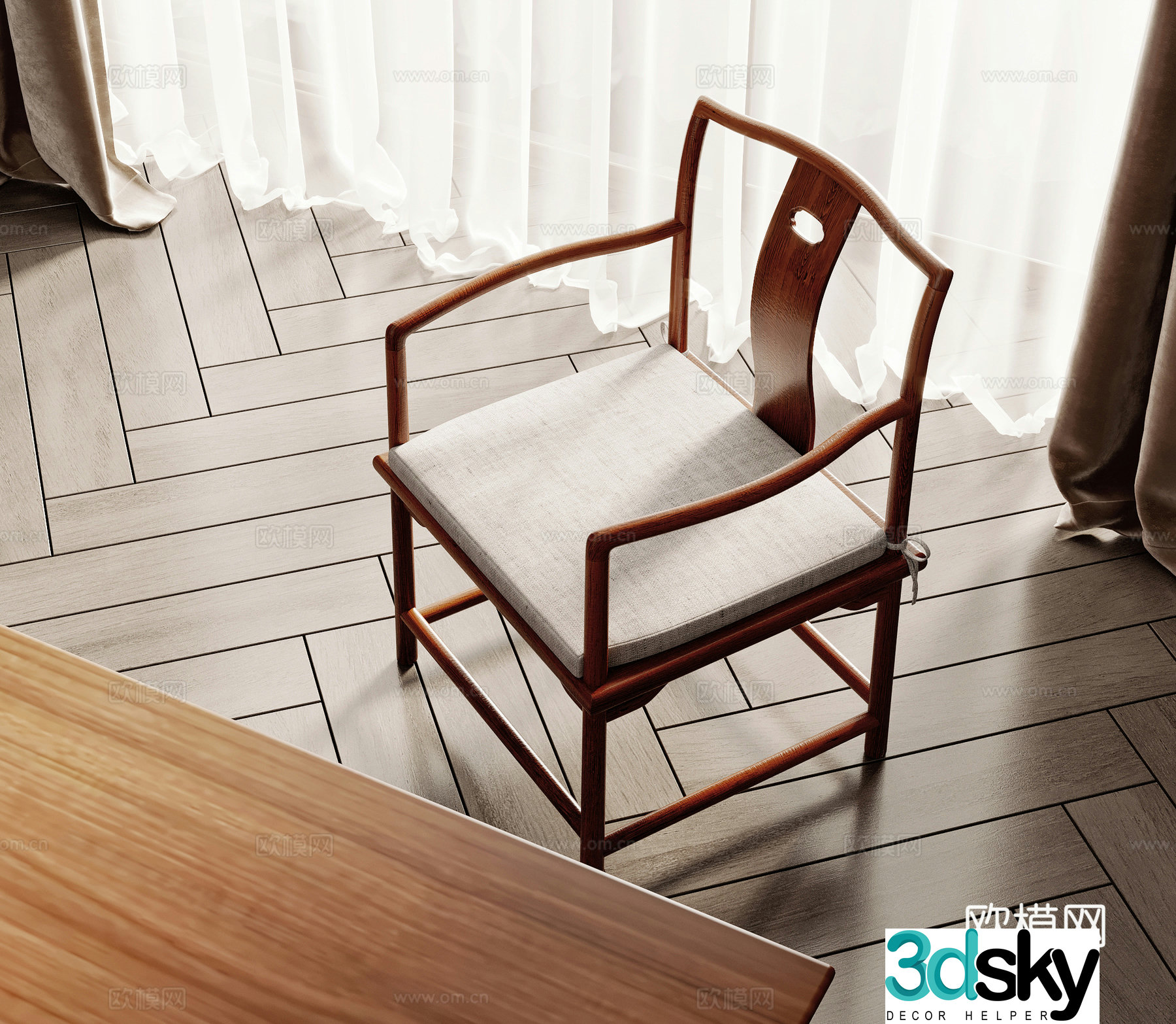 New Chinese style chair Taishi chair 3d model
