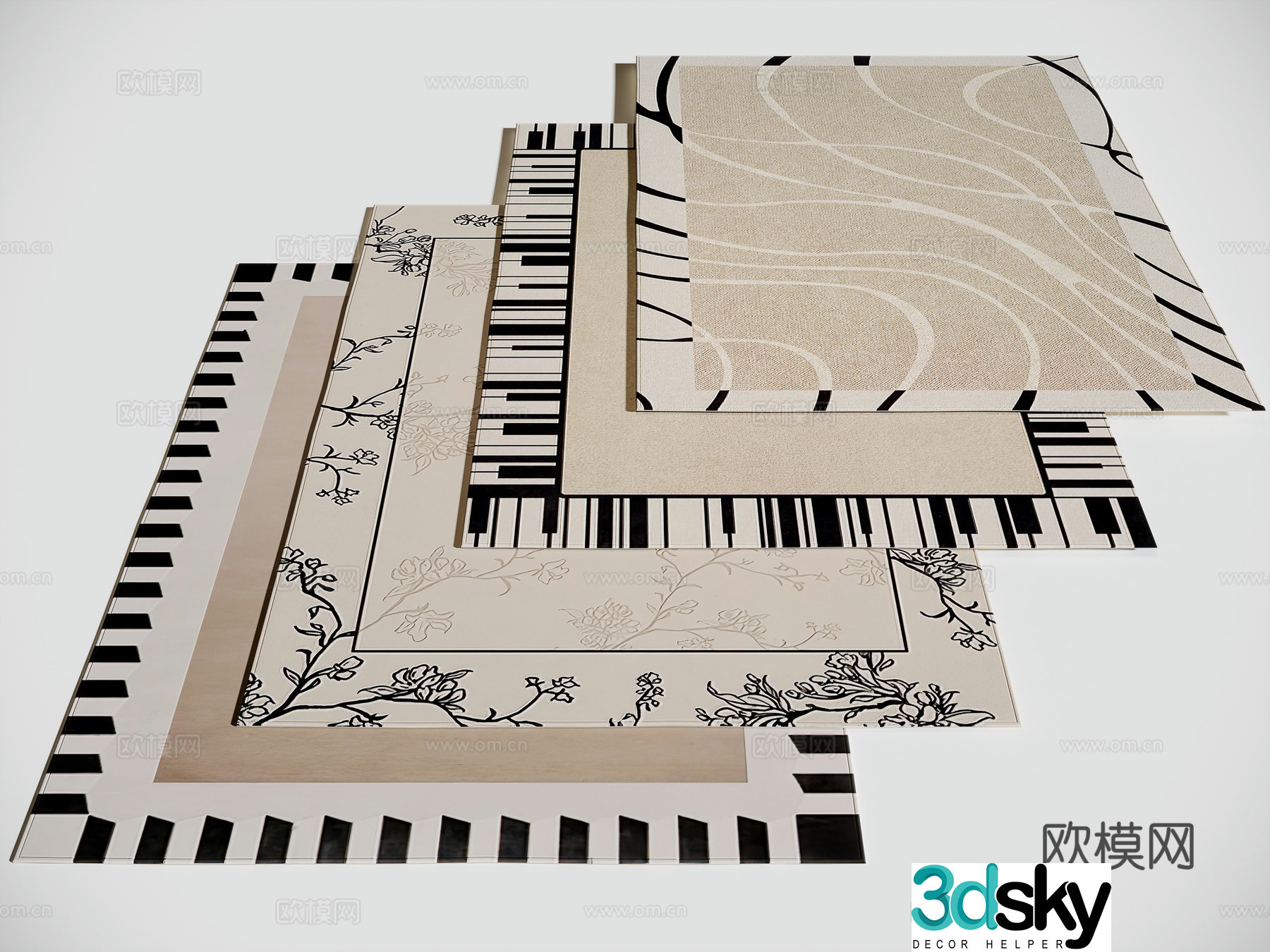 Printed carpet square carpet 3d model