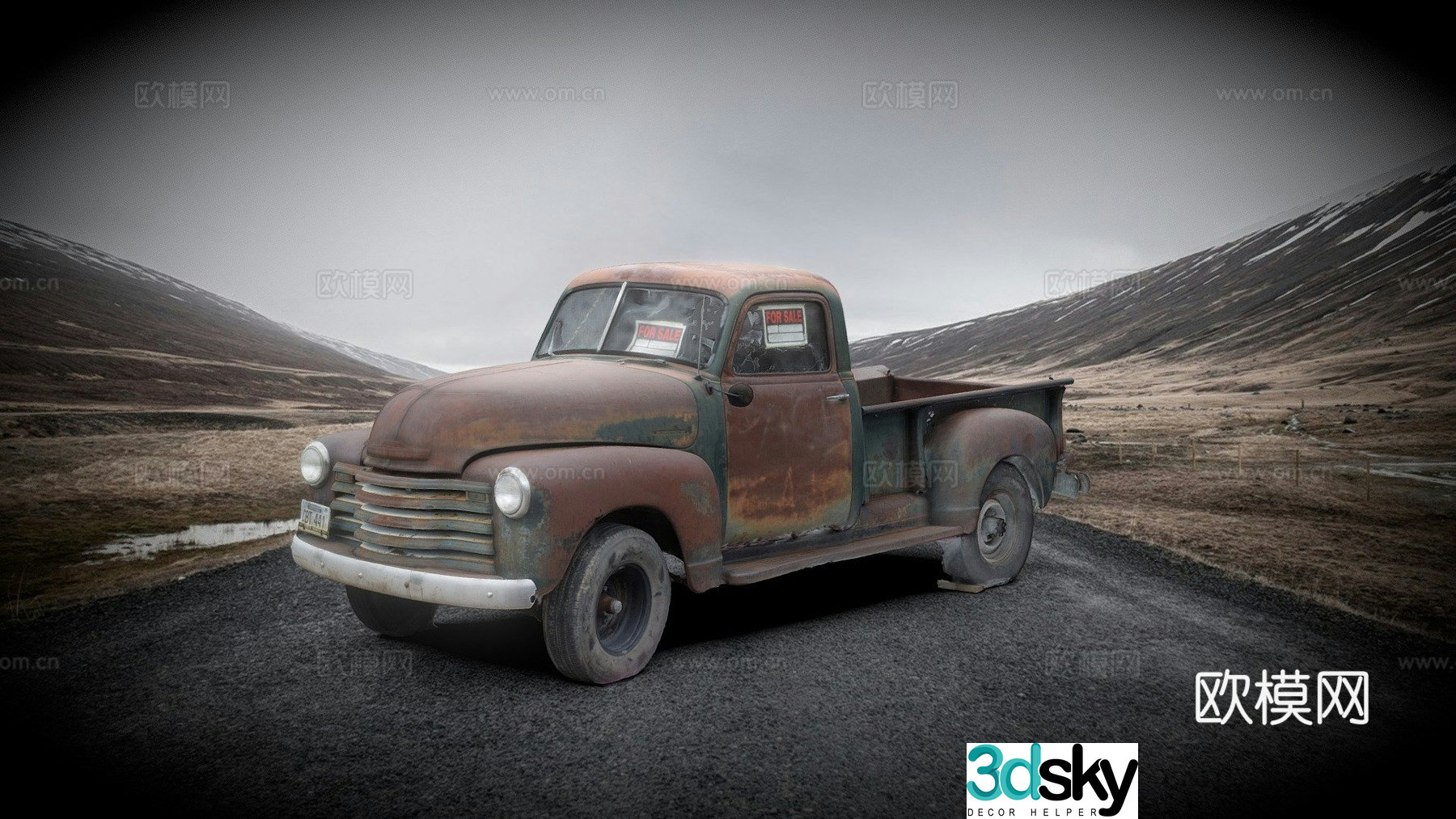 Rusty antique truck 3d model
