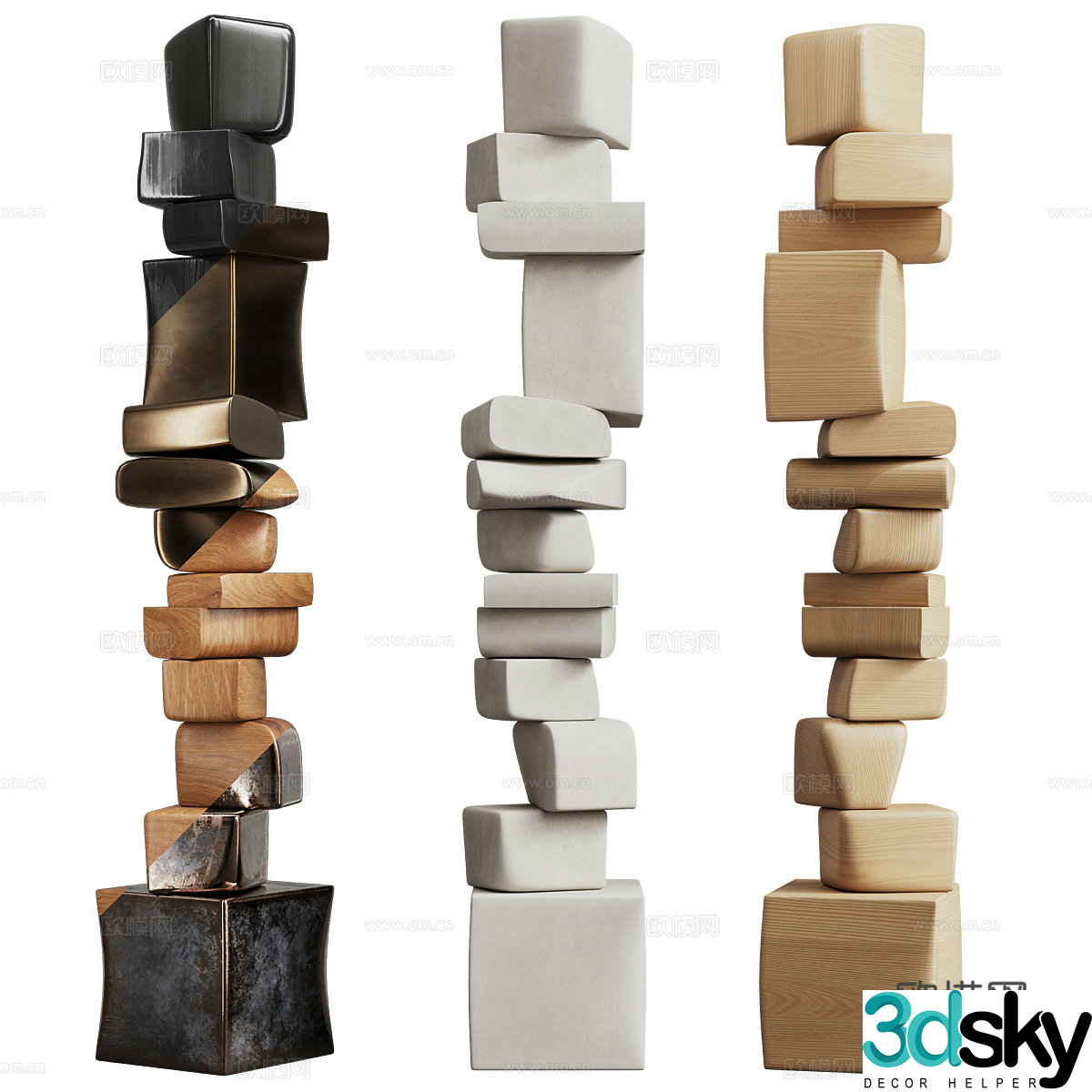Abstract sculpture wood carving art ornament 3d model