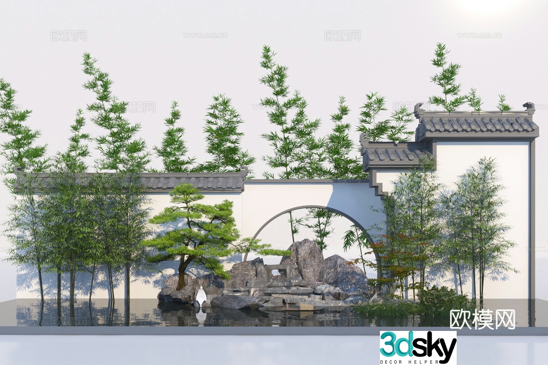 Rockery waterscape overlapping water landscape 3D model