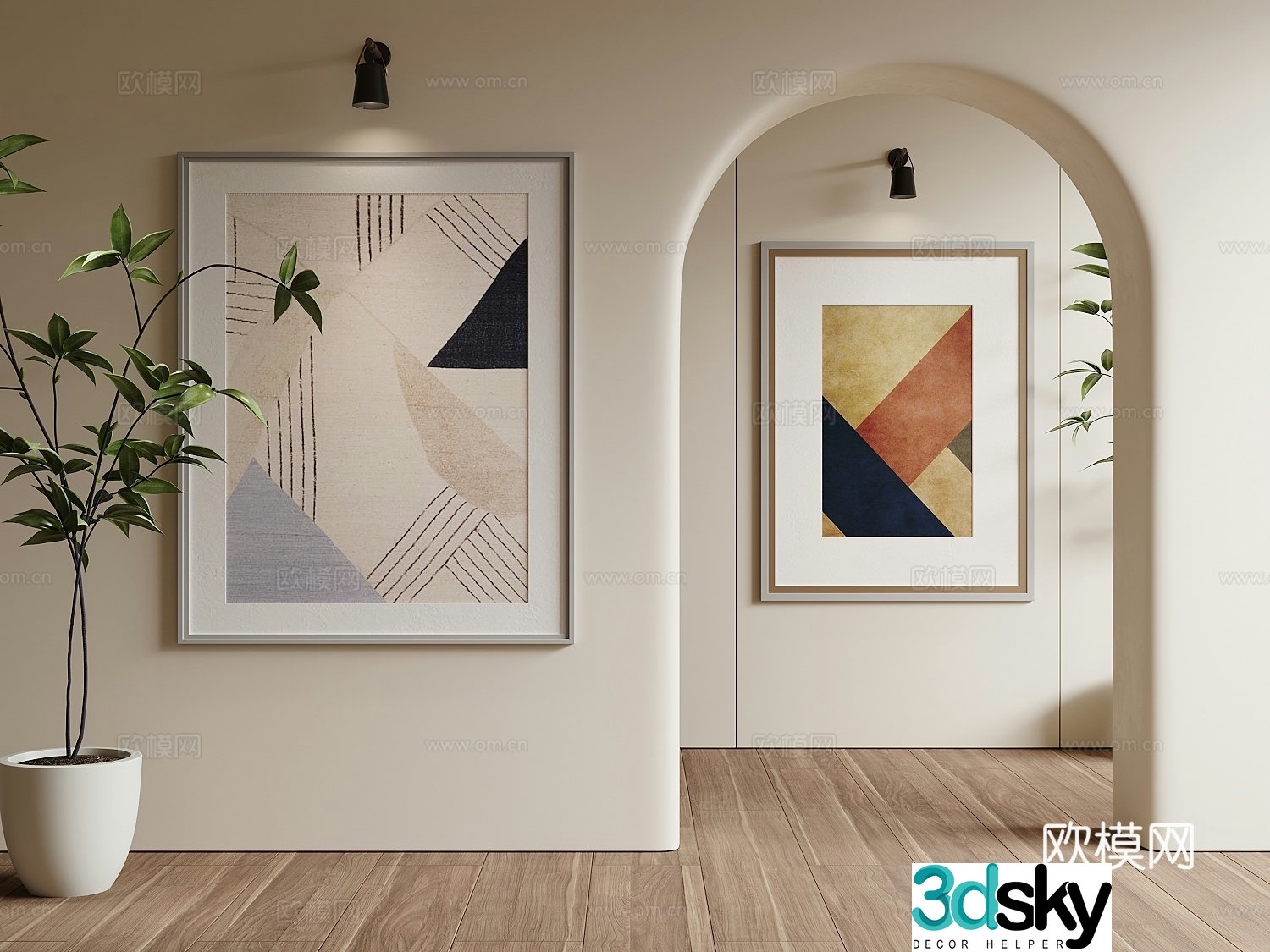 Modern decorative painting abstract painting hanging painting 3d model