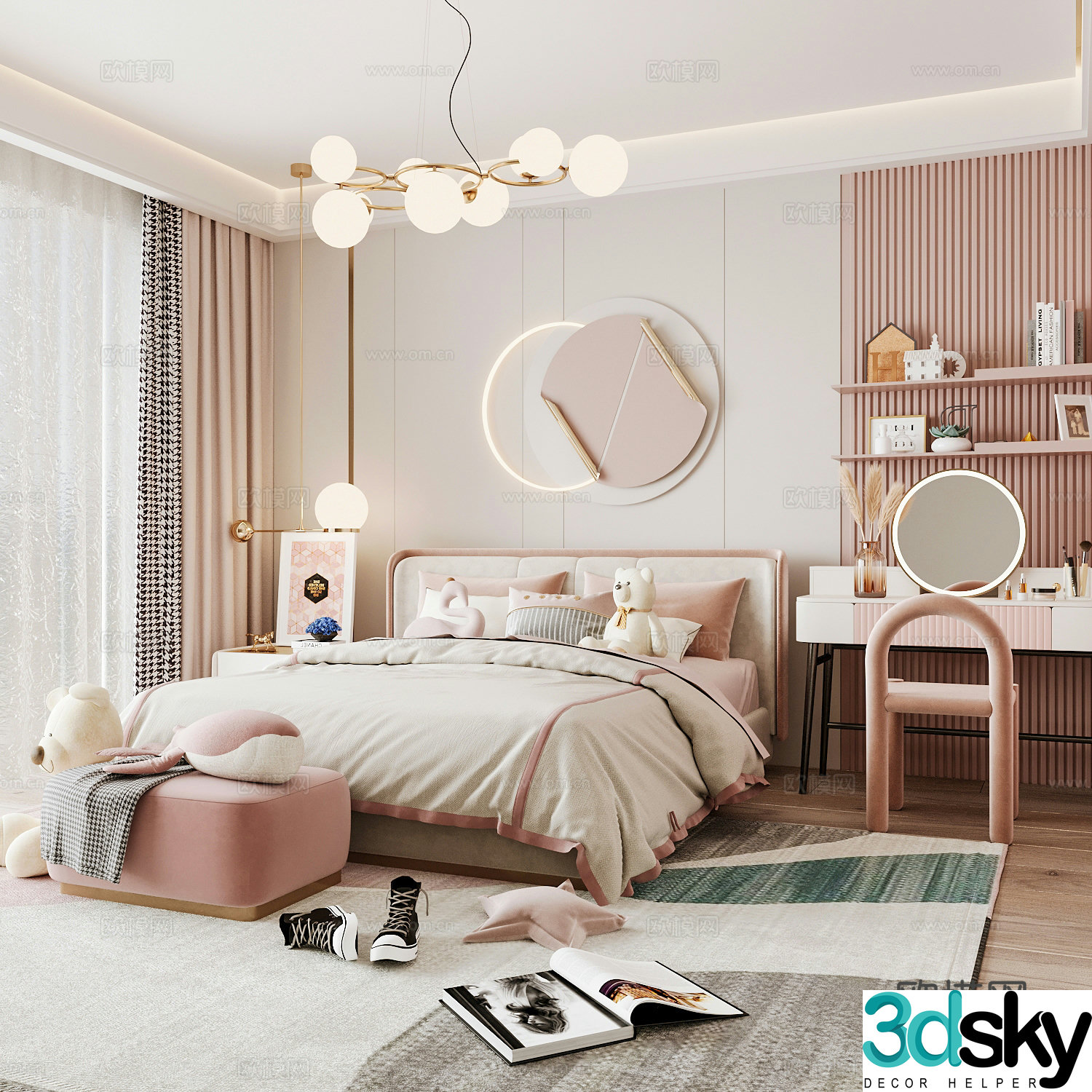 Light luxury children’s room girl’s room 3D model