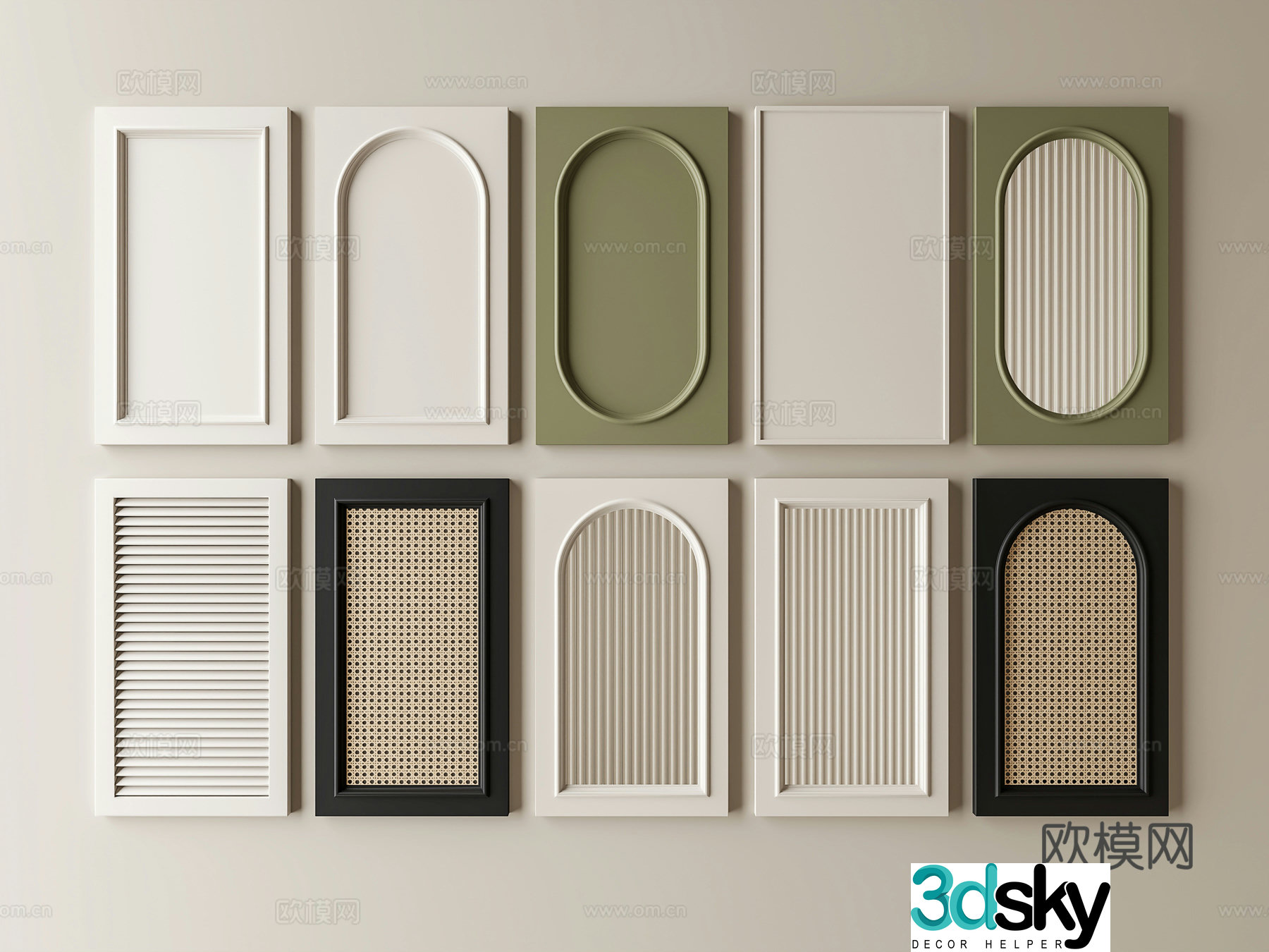 French cabinet door door panel rattan door shutter door 3d model