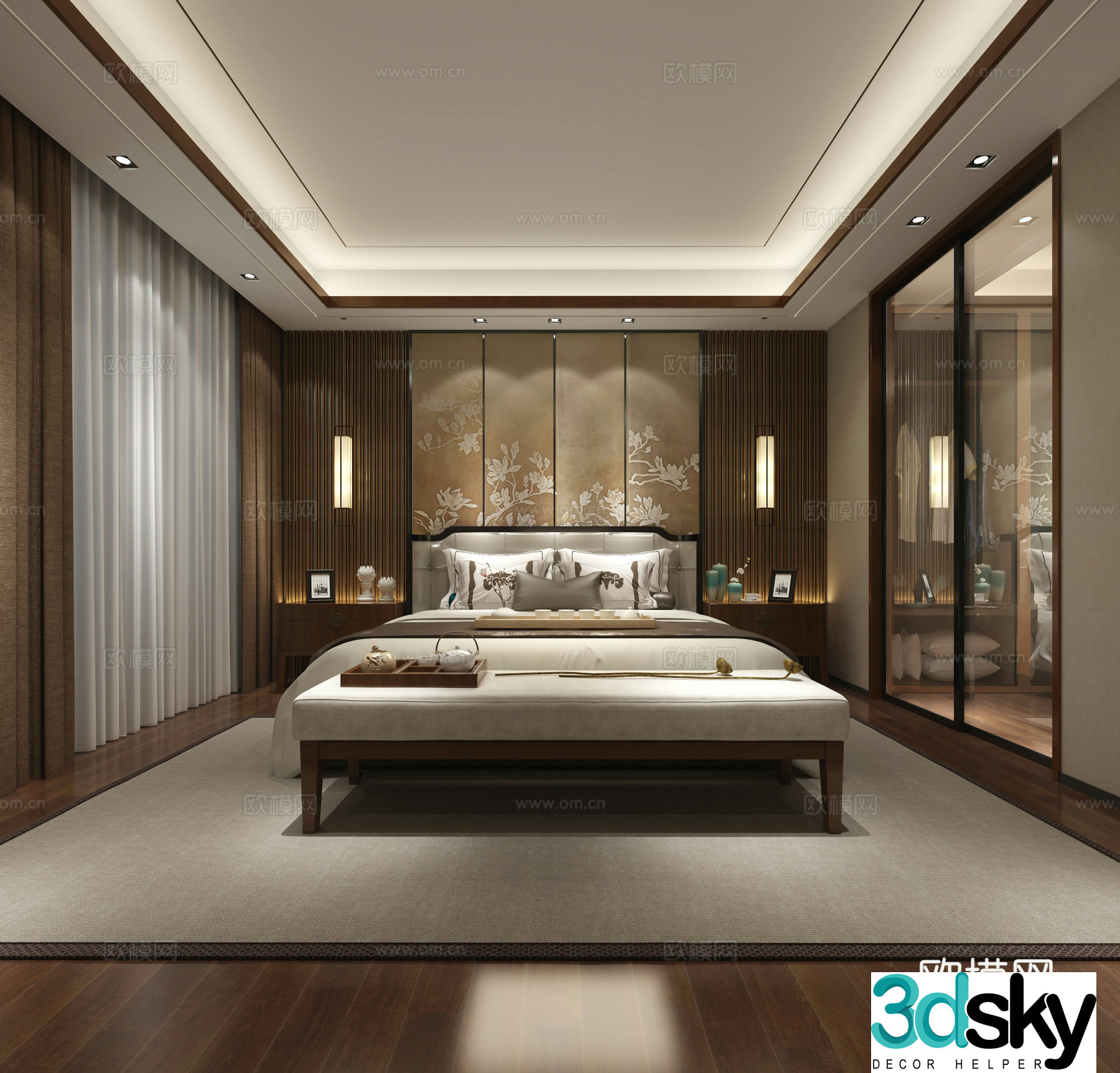 New Chinese style bedroom master bedroom 3d model