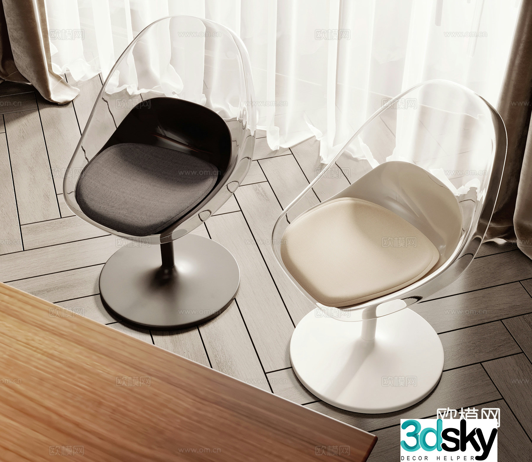 Modern acrylic chair transparent leisure chair 3d model
