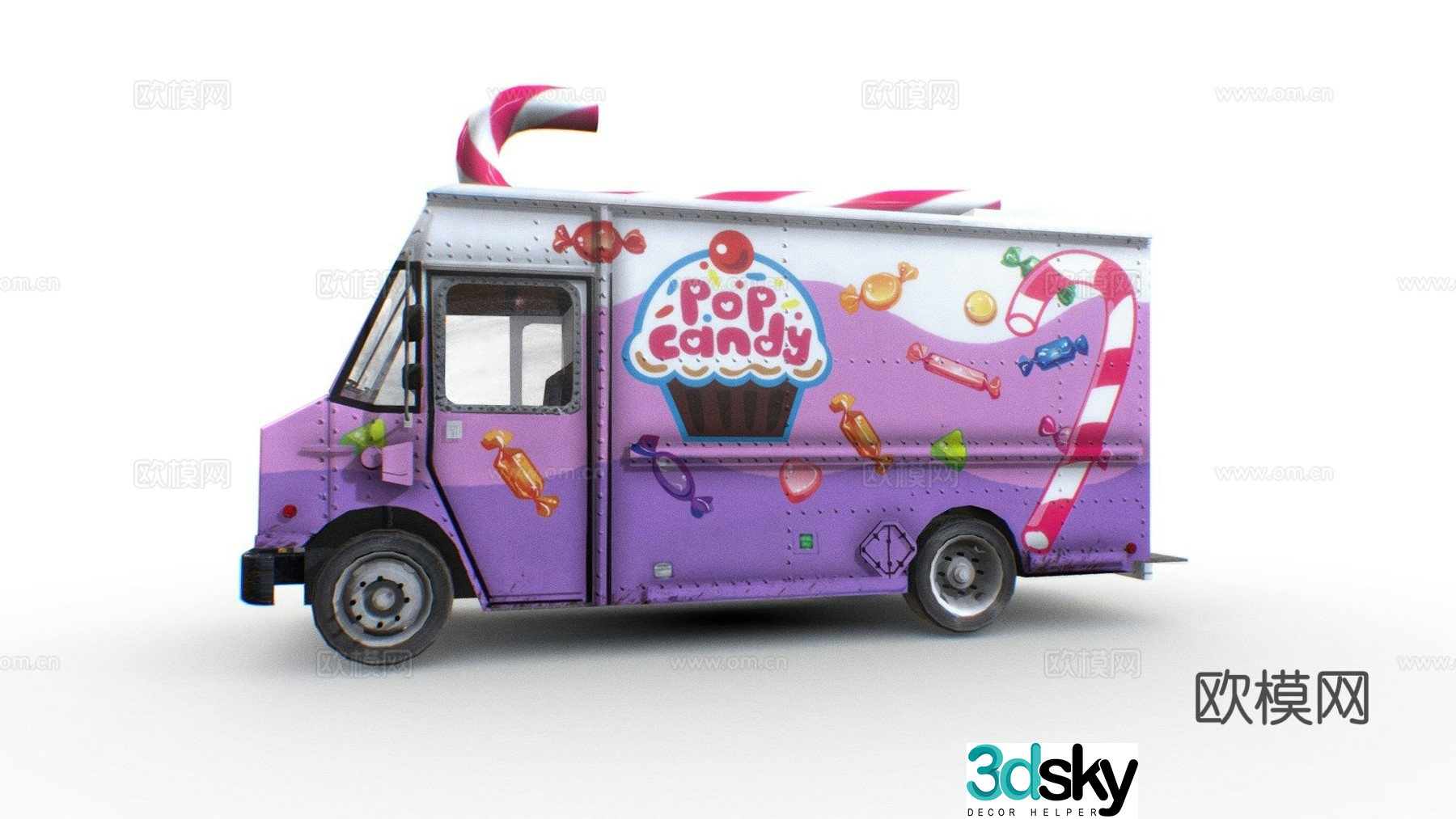 Candy food truck 3d model