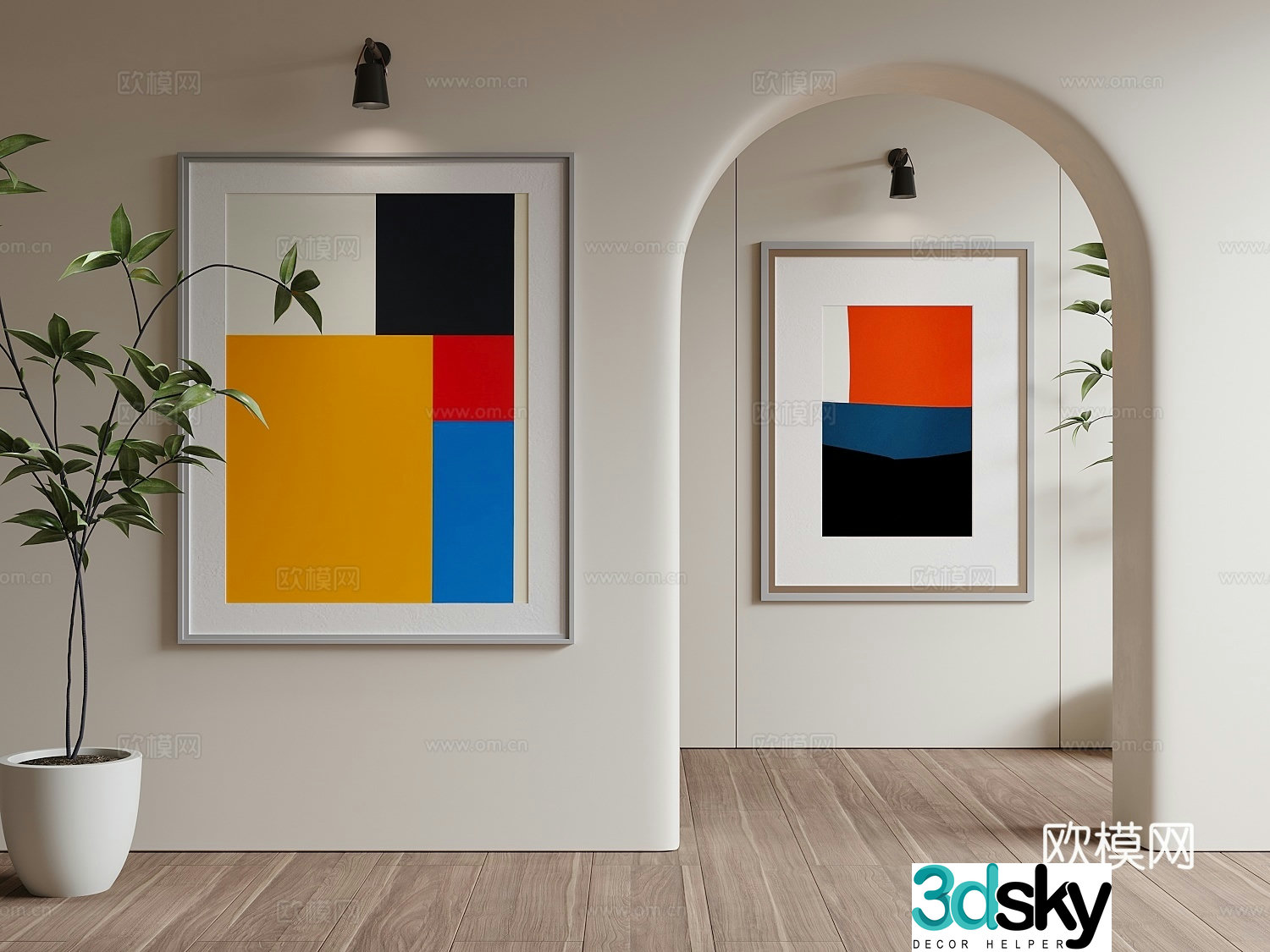 Modern hanging painting decorative painting 3d model