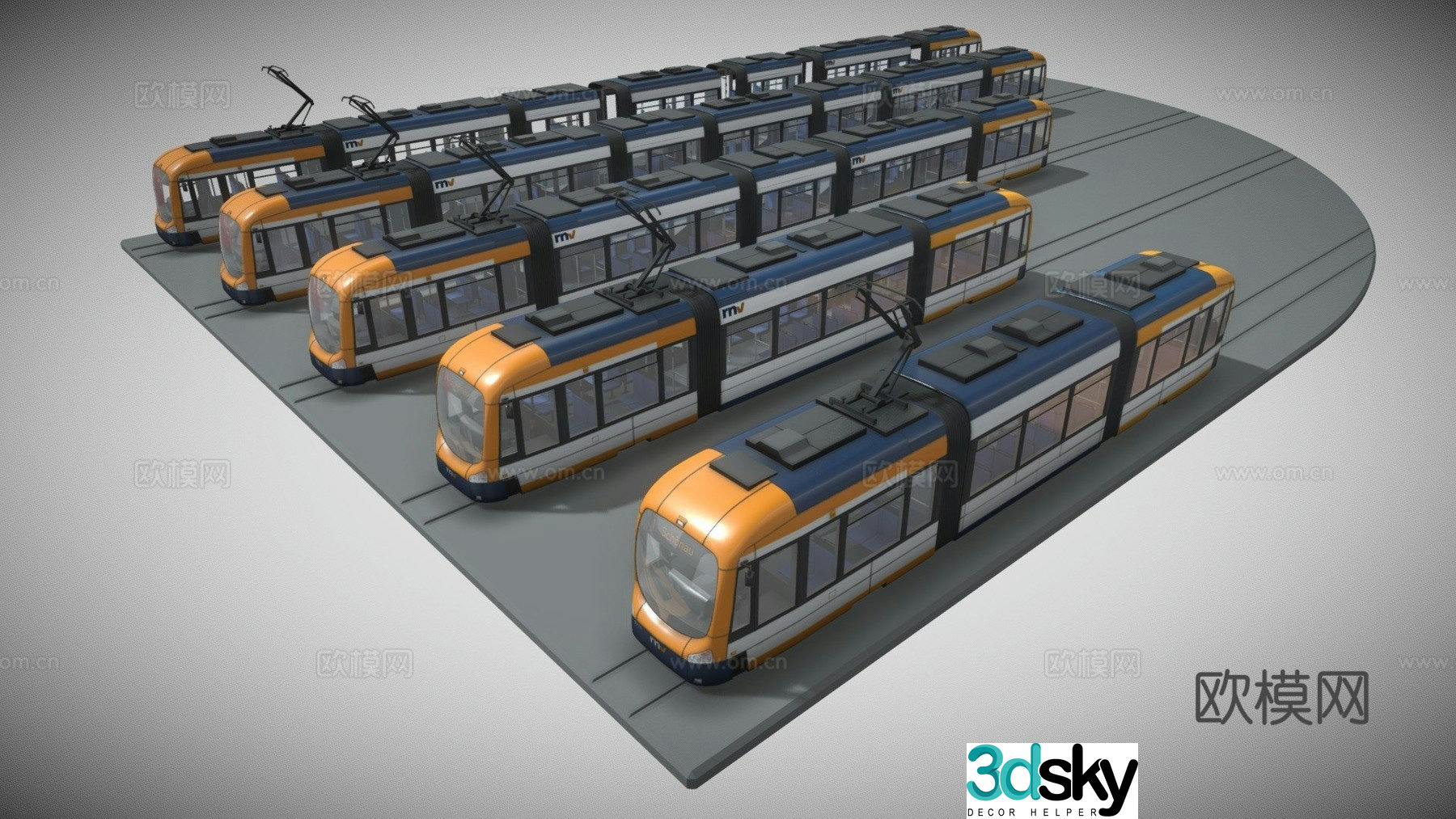 tram train bus 3d model