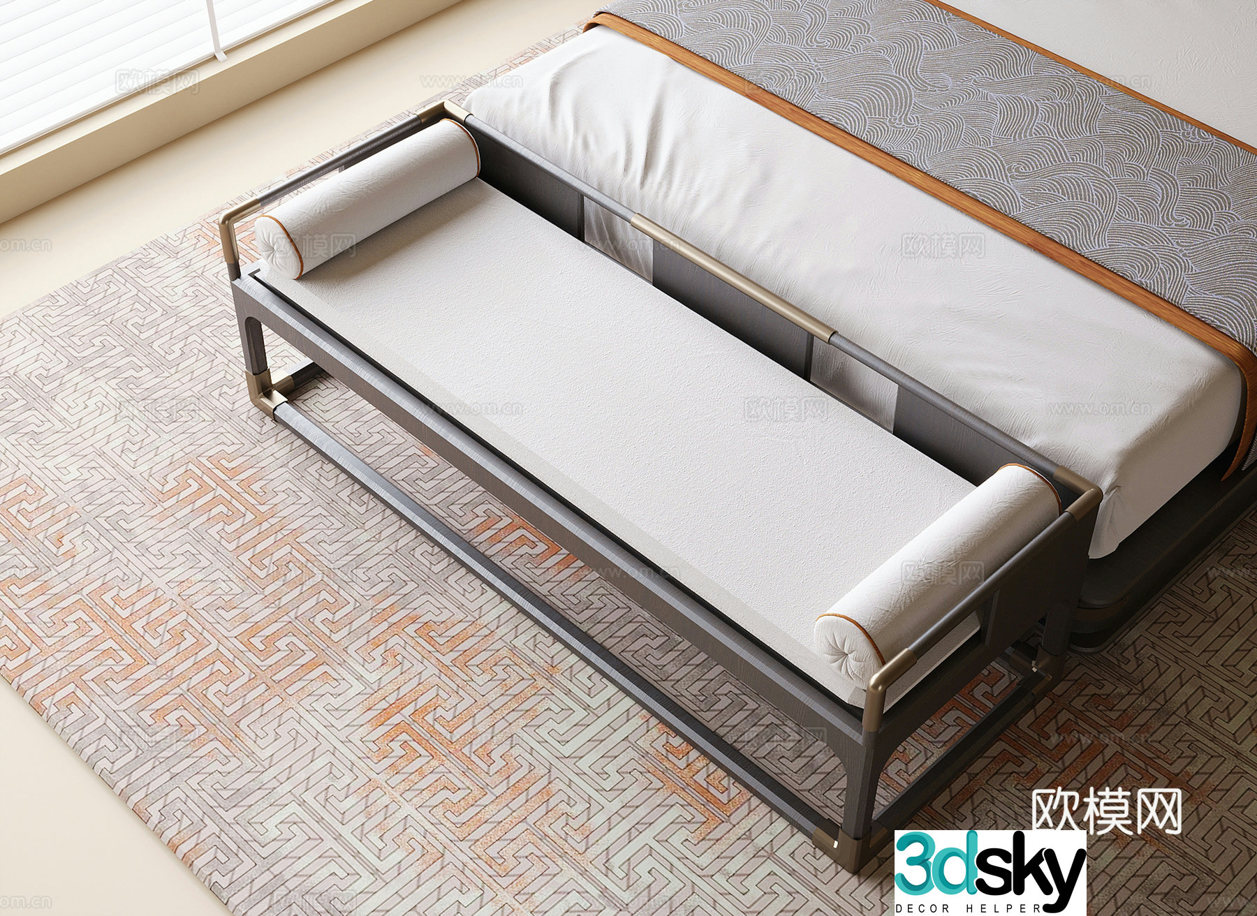 New Chinese footrest bedside stool 3D model
