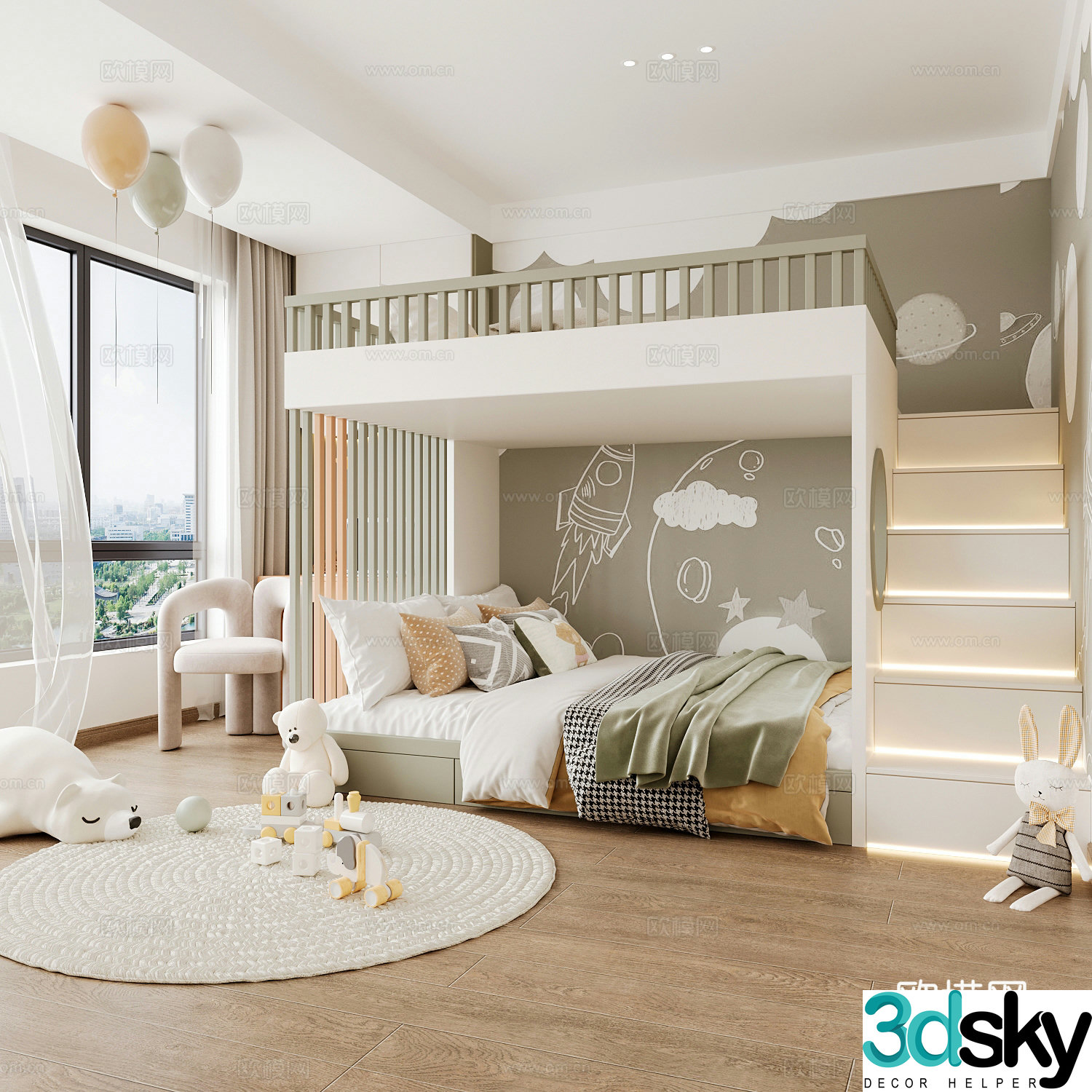 Modern children’s room children’s room 3d model