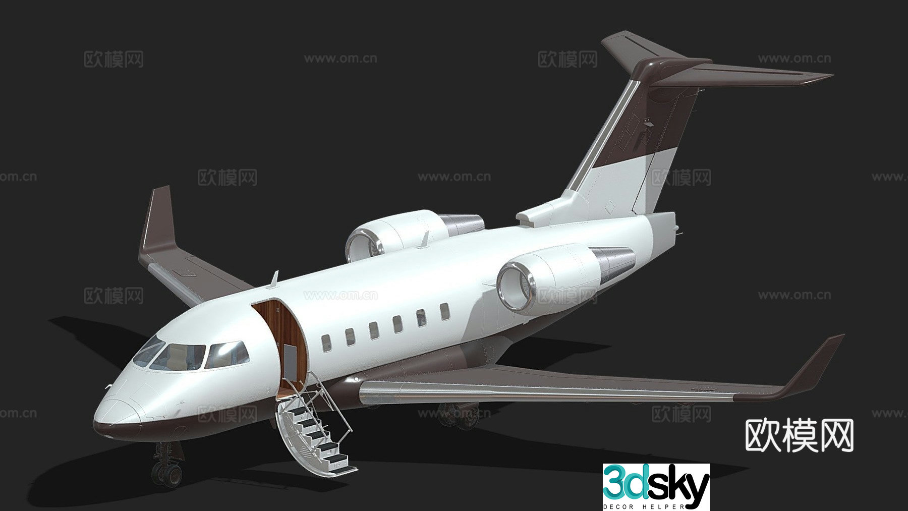 white airplane passenger plane 3d model