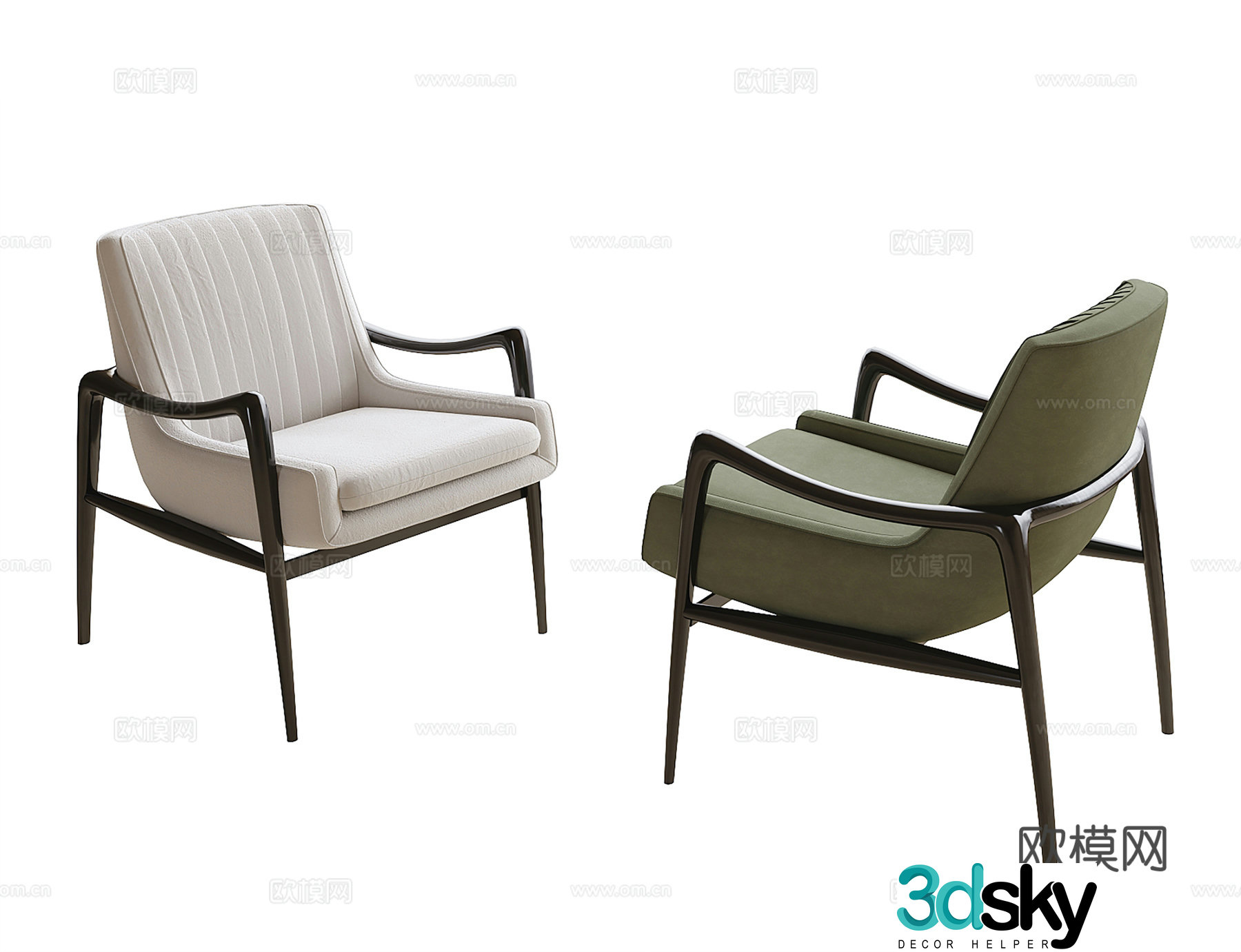 New Chinese style leisure chair book chair 3d model
