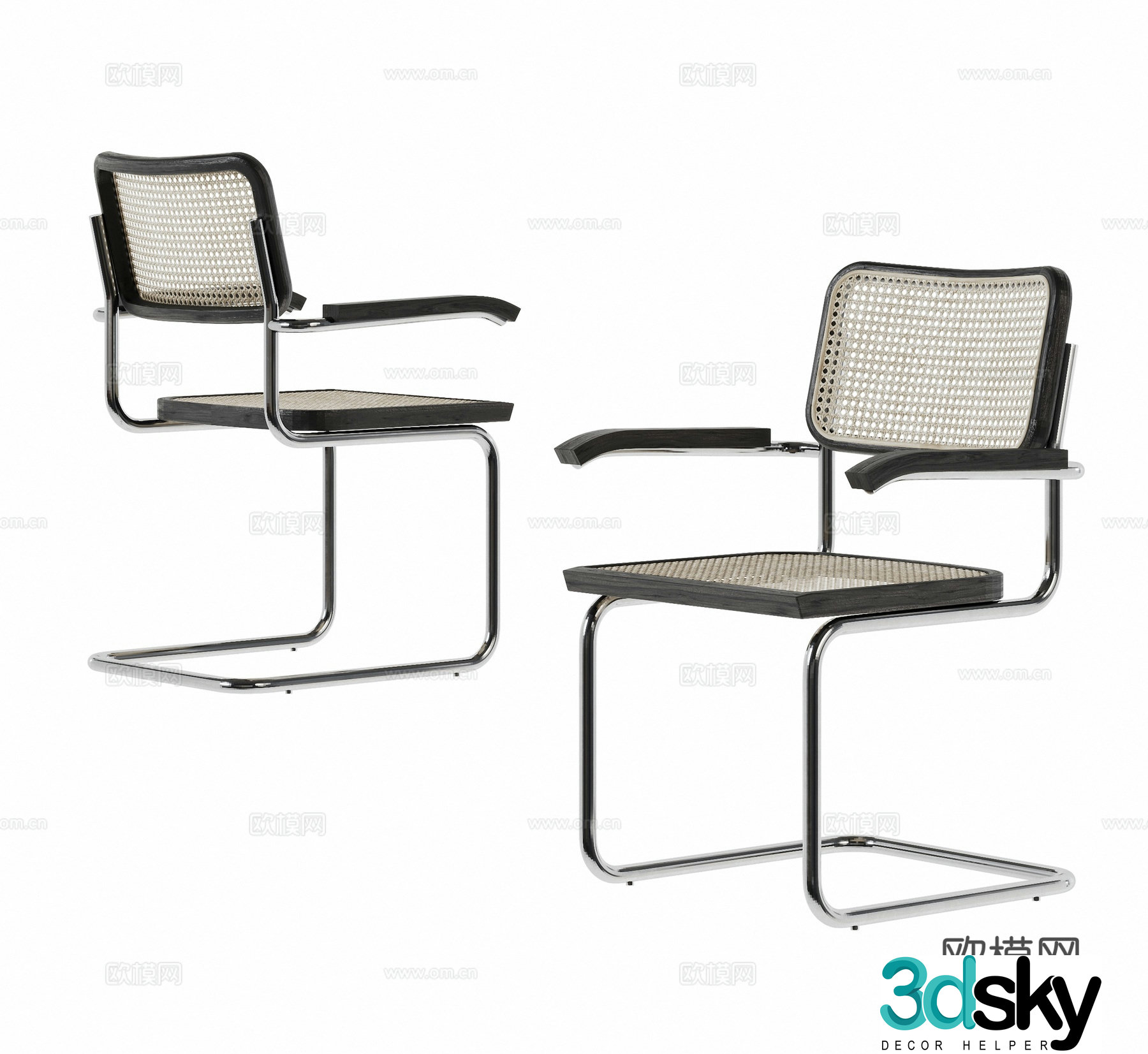 Modern rattan chair single chair 3d model