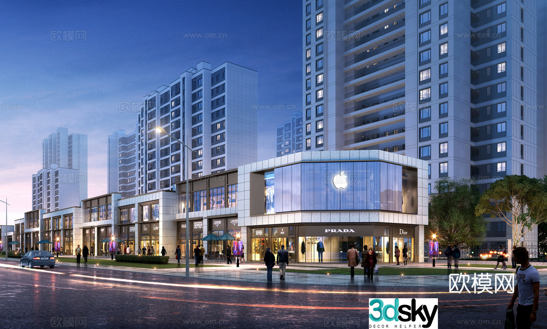 Modern Commercial Street Pedestrian Street 3D model