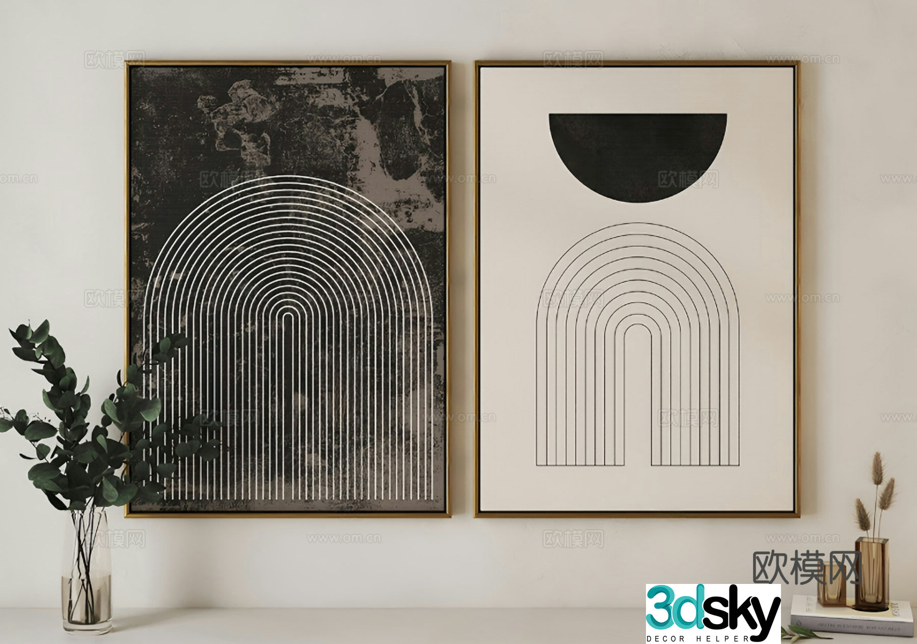 Modern hanging painting abstract painting geometric hanging painting 3D model