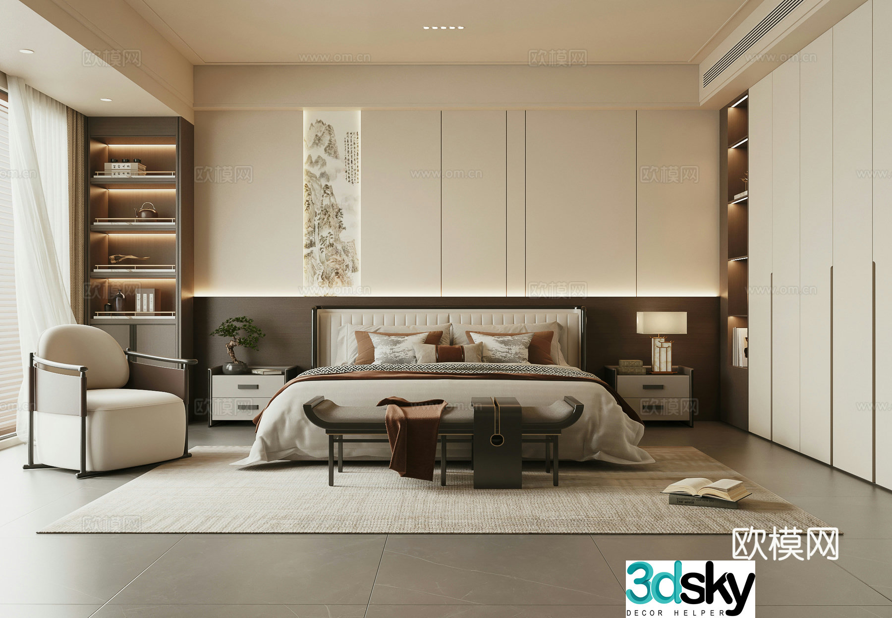 New Chinese style bedroom master bedroom 3d model