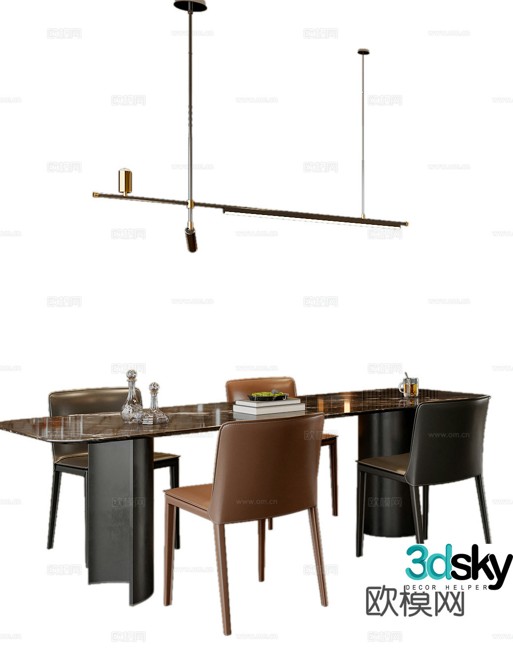 Italian dining table and chairs 3d model