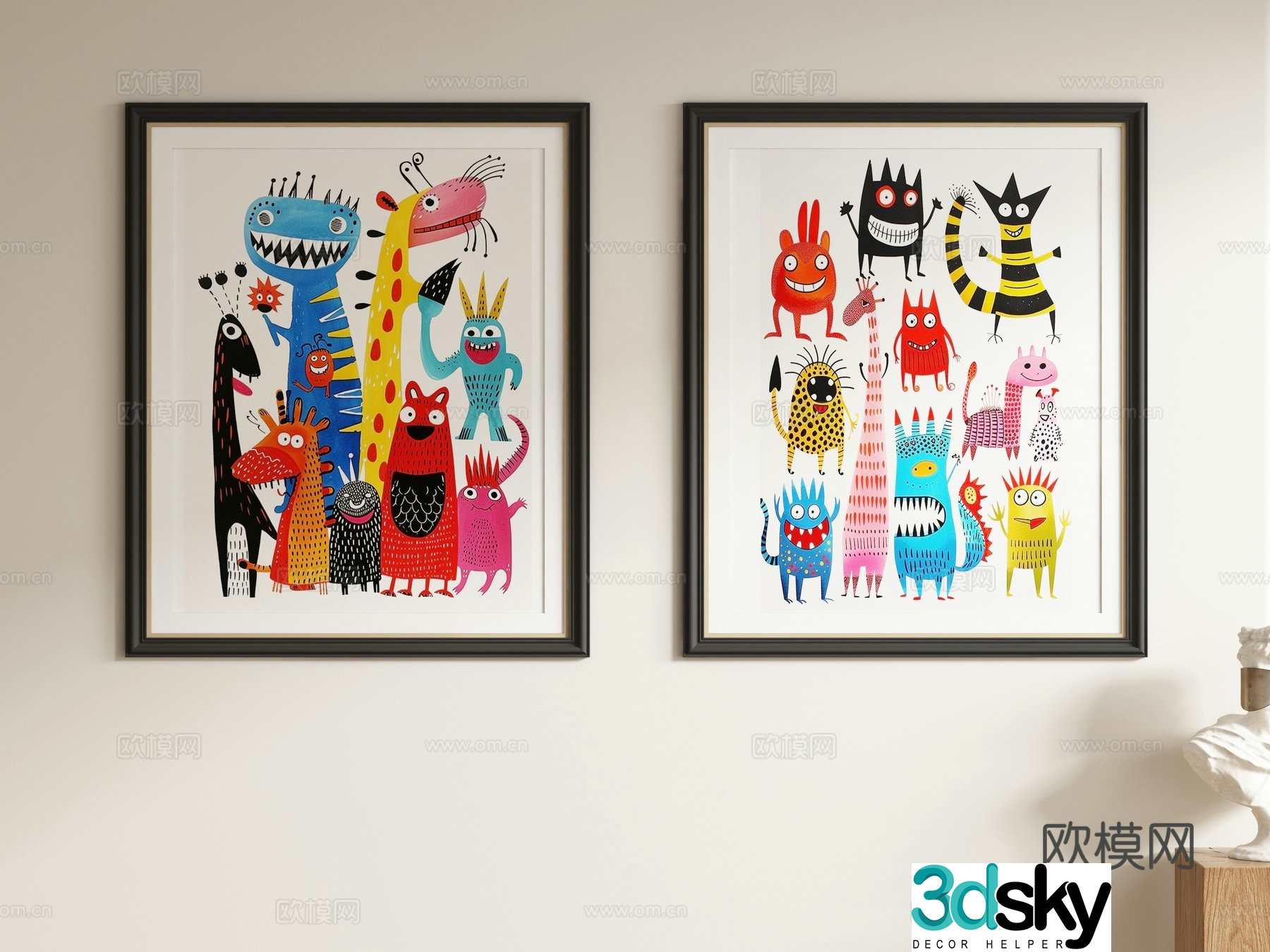 Modern abstract painting decorative painting hanging painting 3d model
