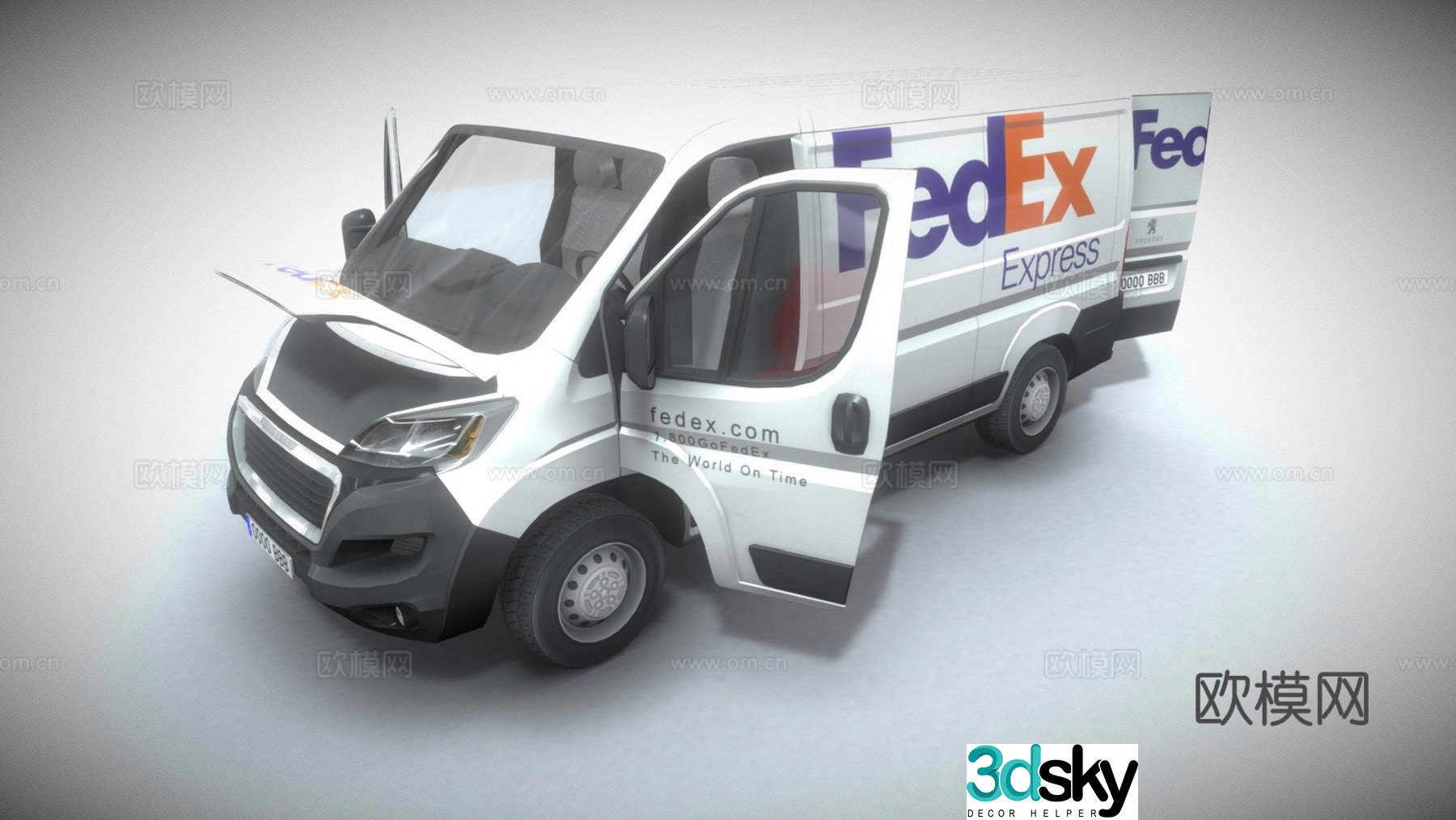 car truck fedex truck 3d model