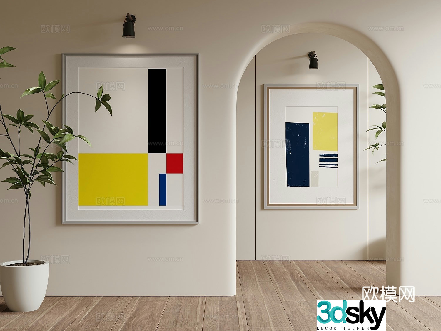 Modern hanging painting decorative painting 3d model