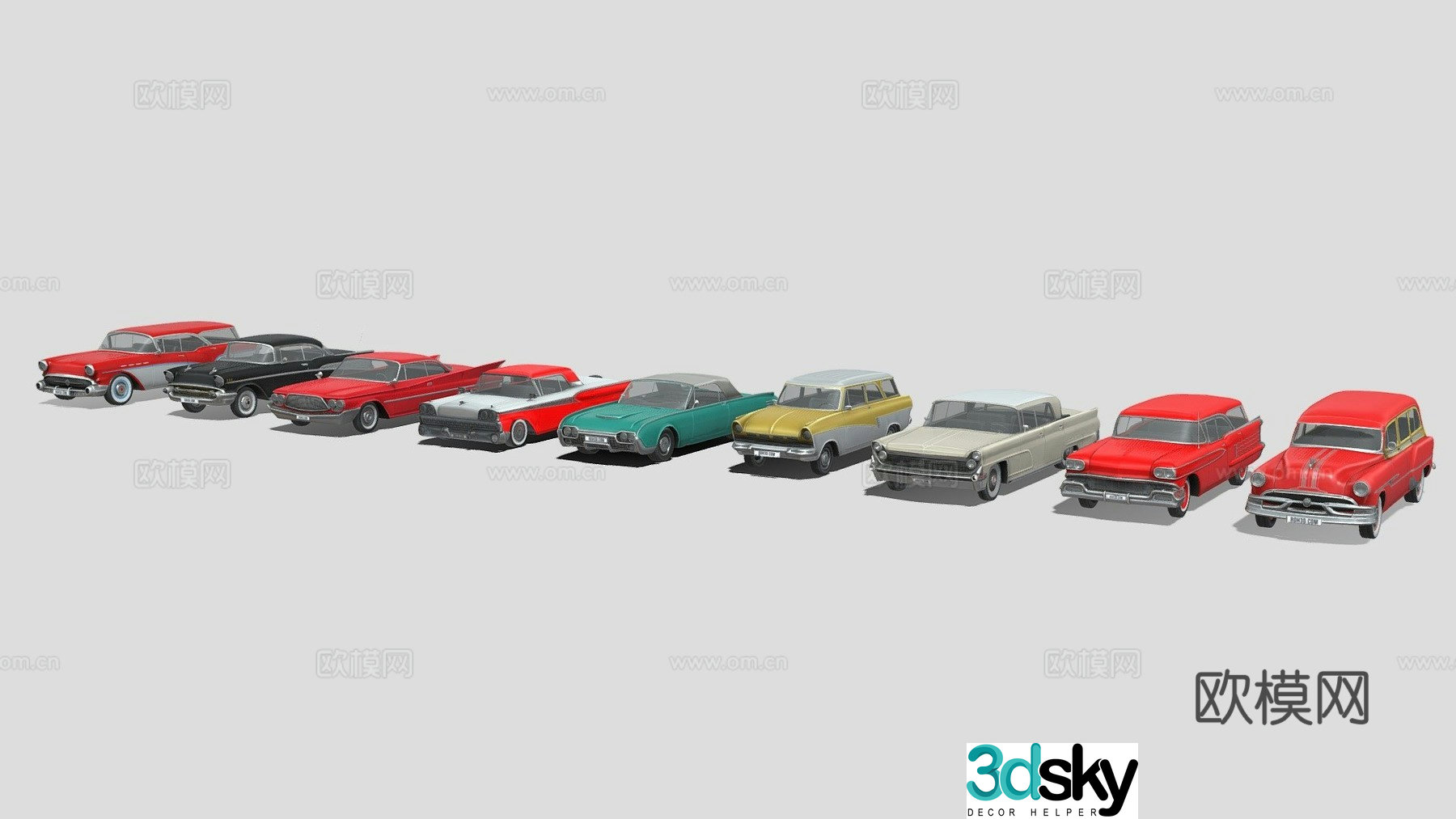 Classic tail fin car 3d model