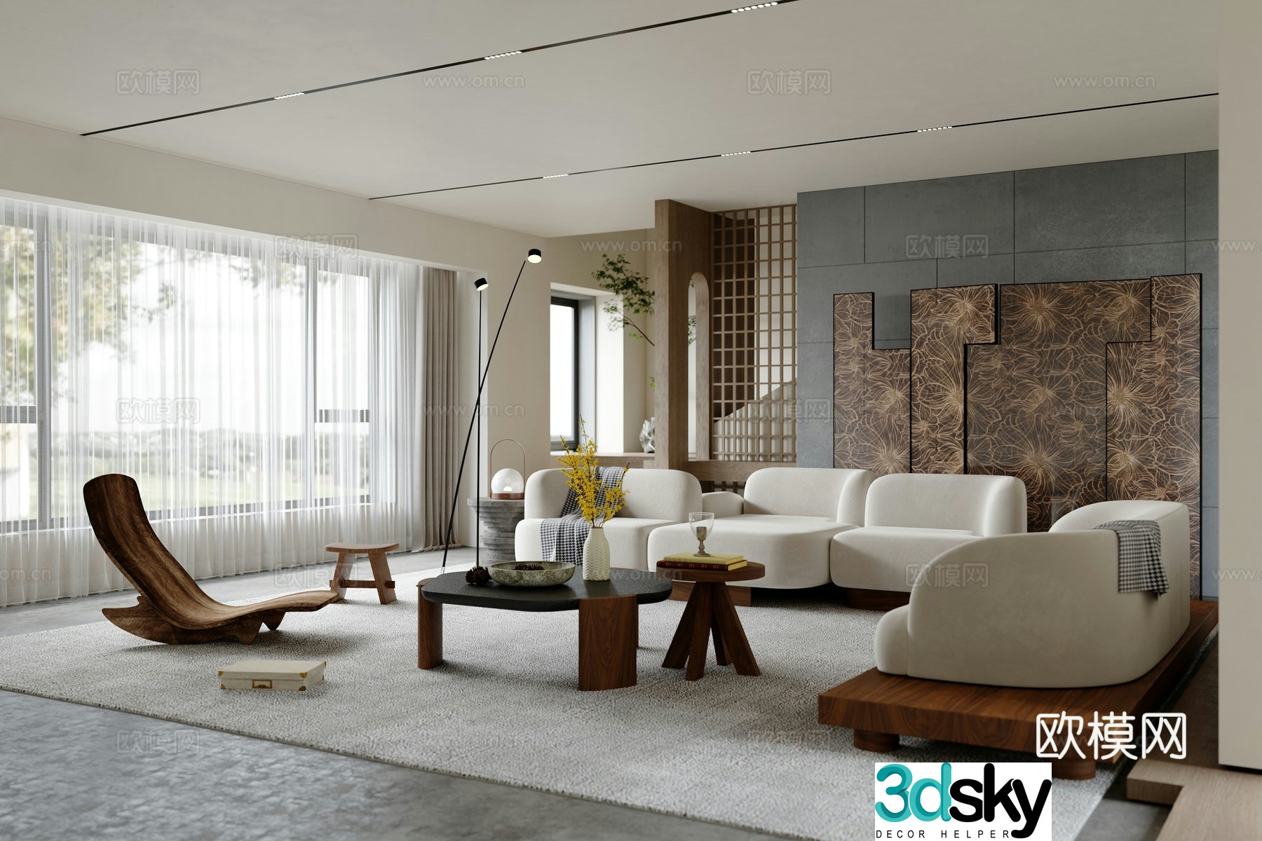 Wabi-sabi living room 3d model