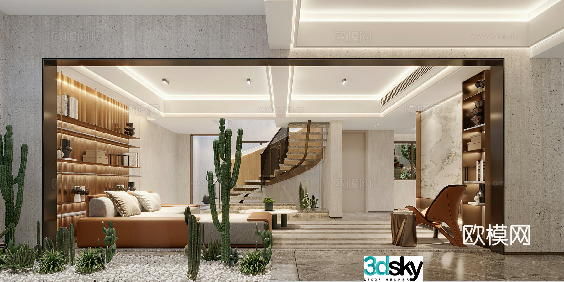 Light luxury living room 3D model