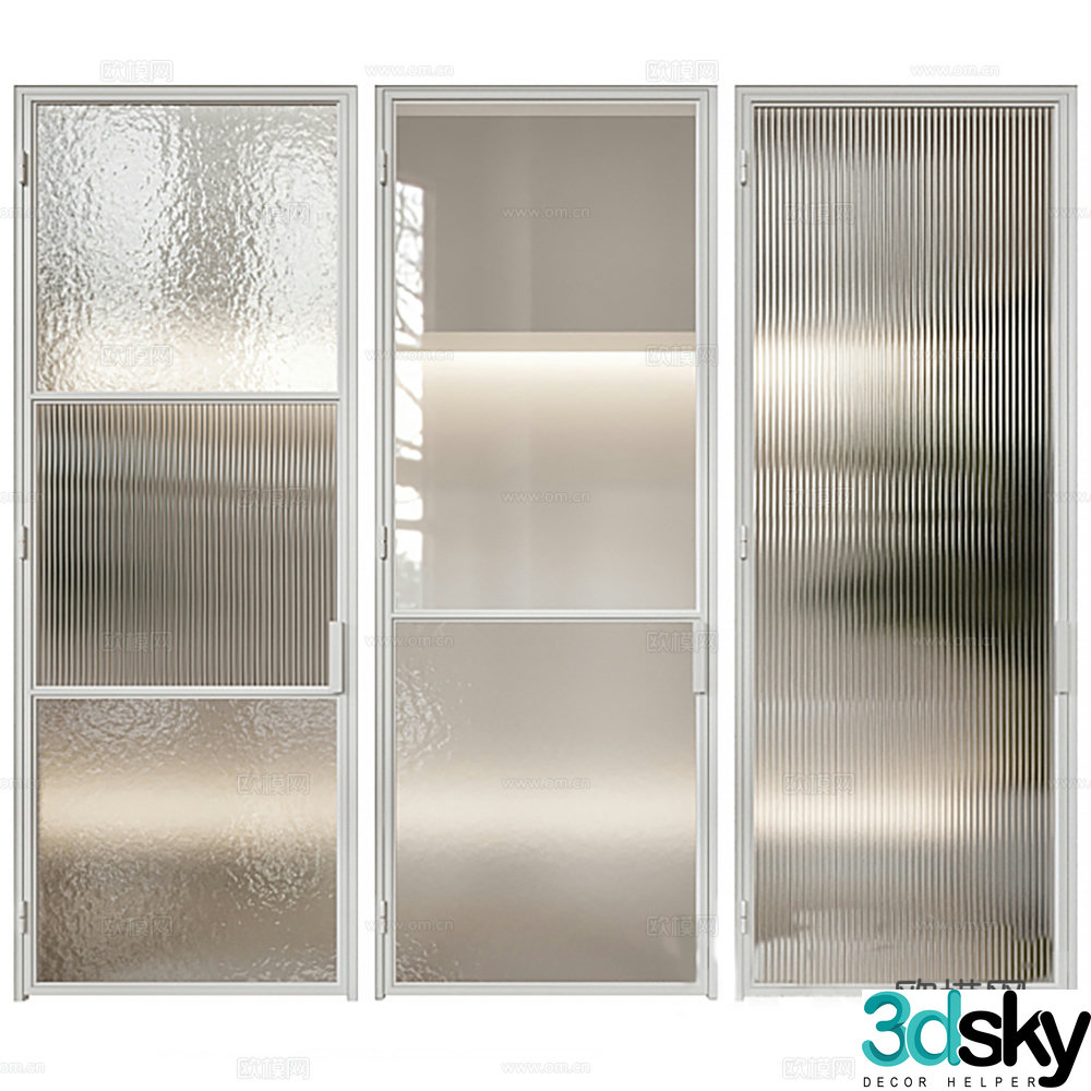 Changhong glass door single door bathroom door 3d model