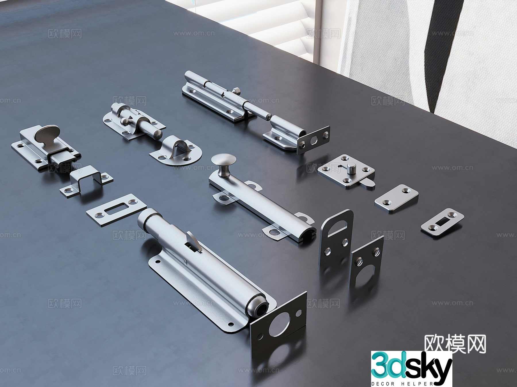 Stainless steel bolt door plug hardware component lock 3D model