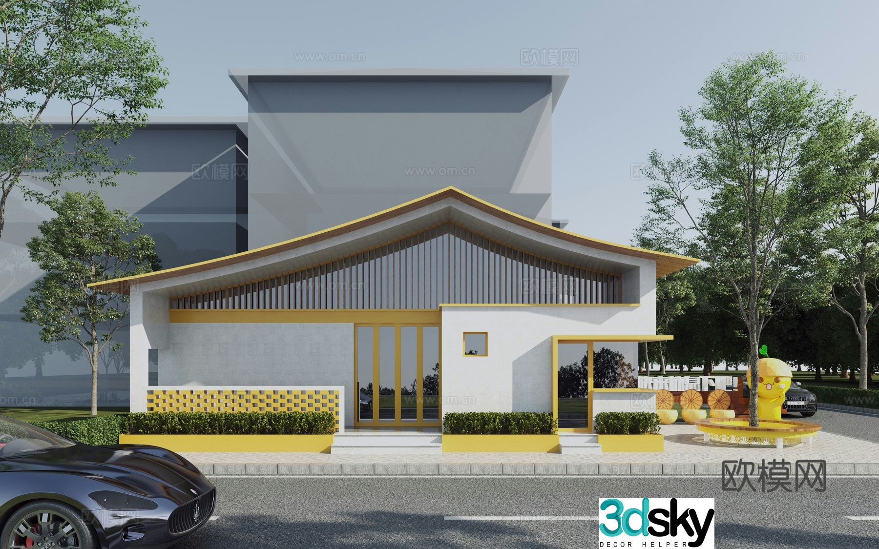 Modern Xiaogong Construction Leisure Hall 3D model