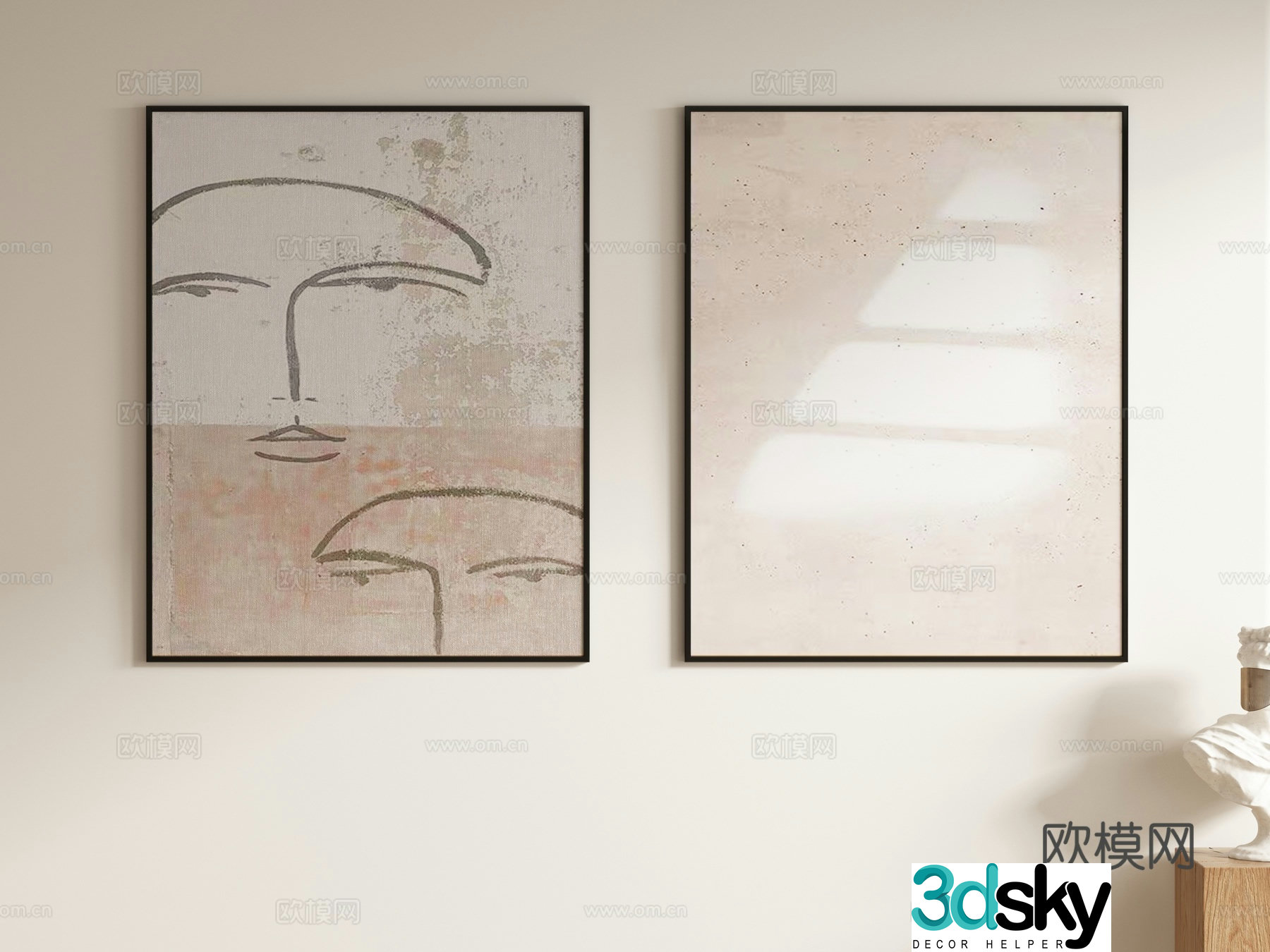Wabi-sabi painting decorative painting art painting hanging painting 3D model