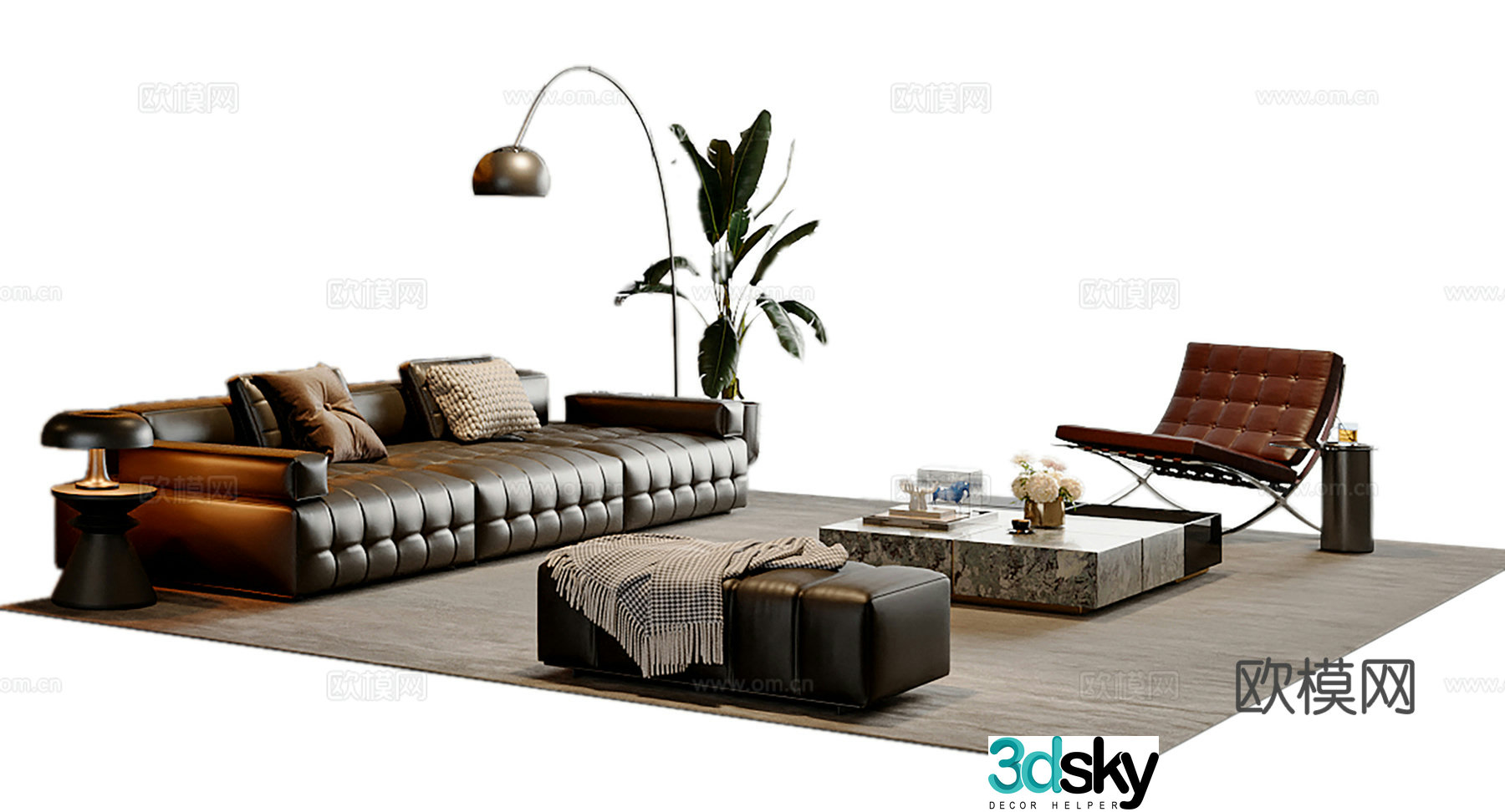 Italian sectional sofa 3d model