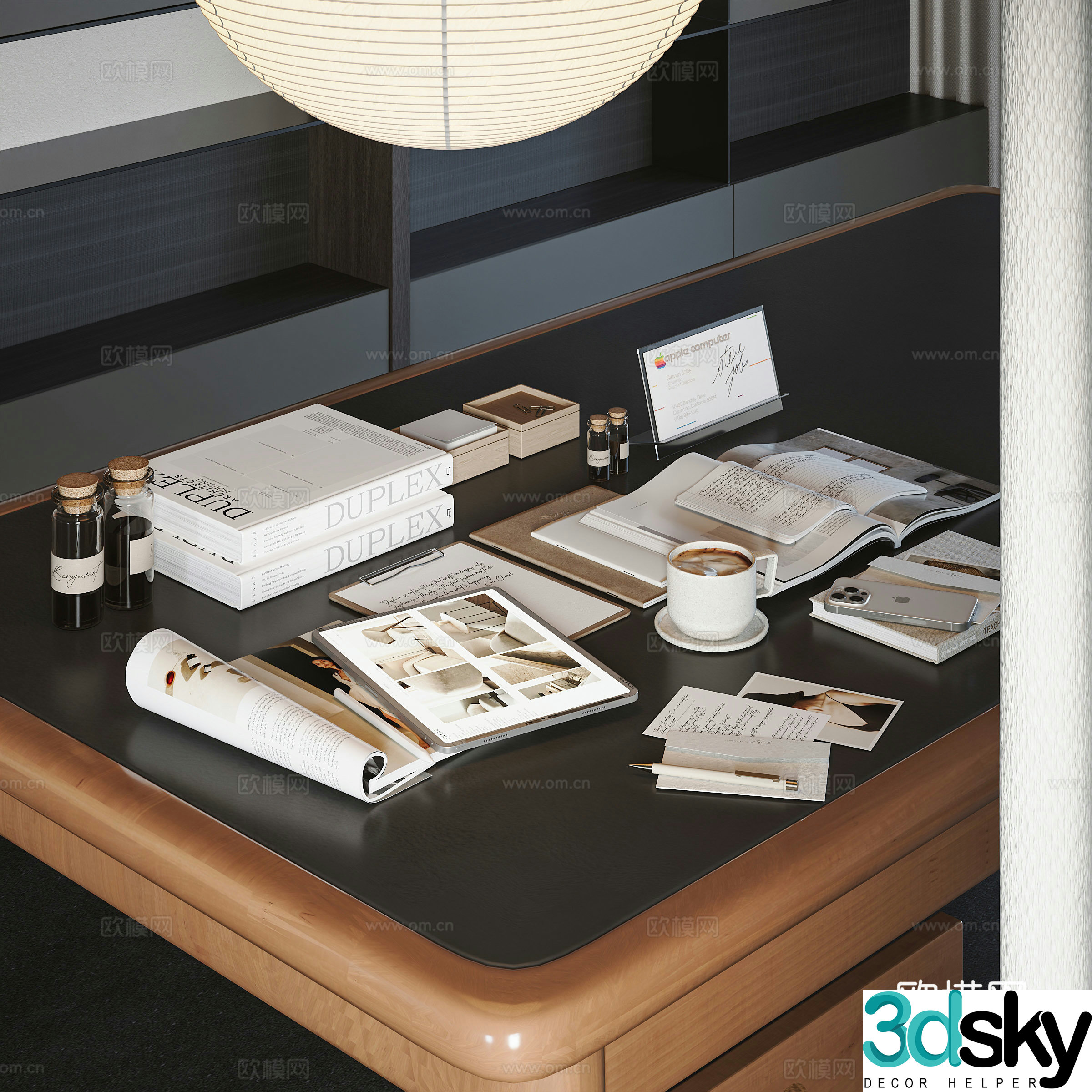 Modern desktop ornaments books books 3d model
