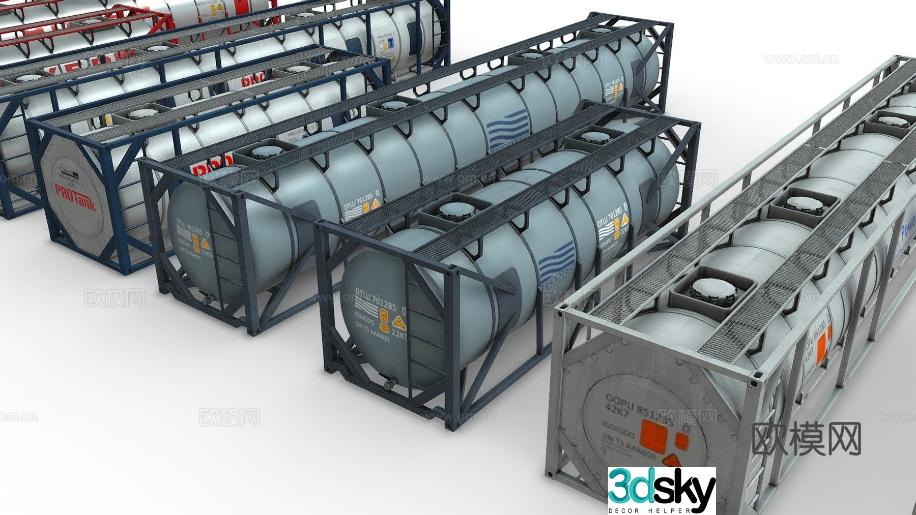 Industrial equipment tank container 3d model