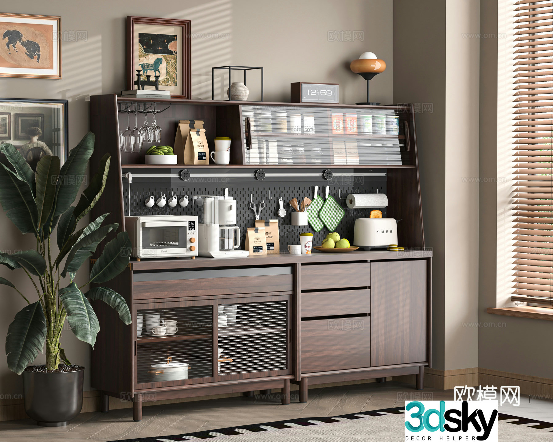 Medieval style sideboard 3d model