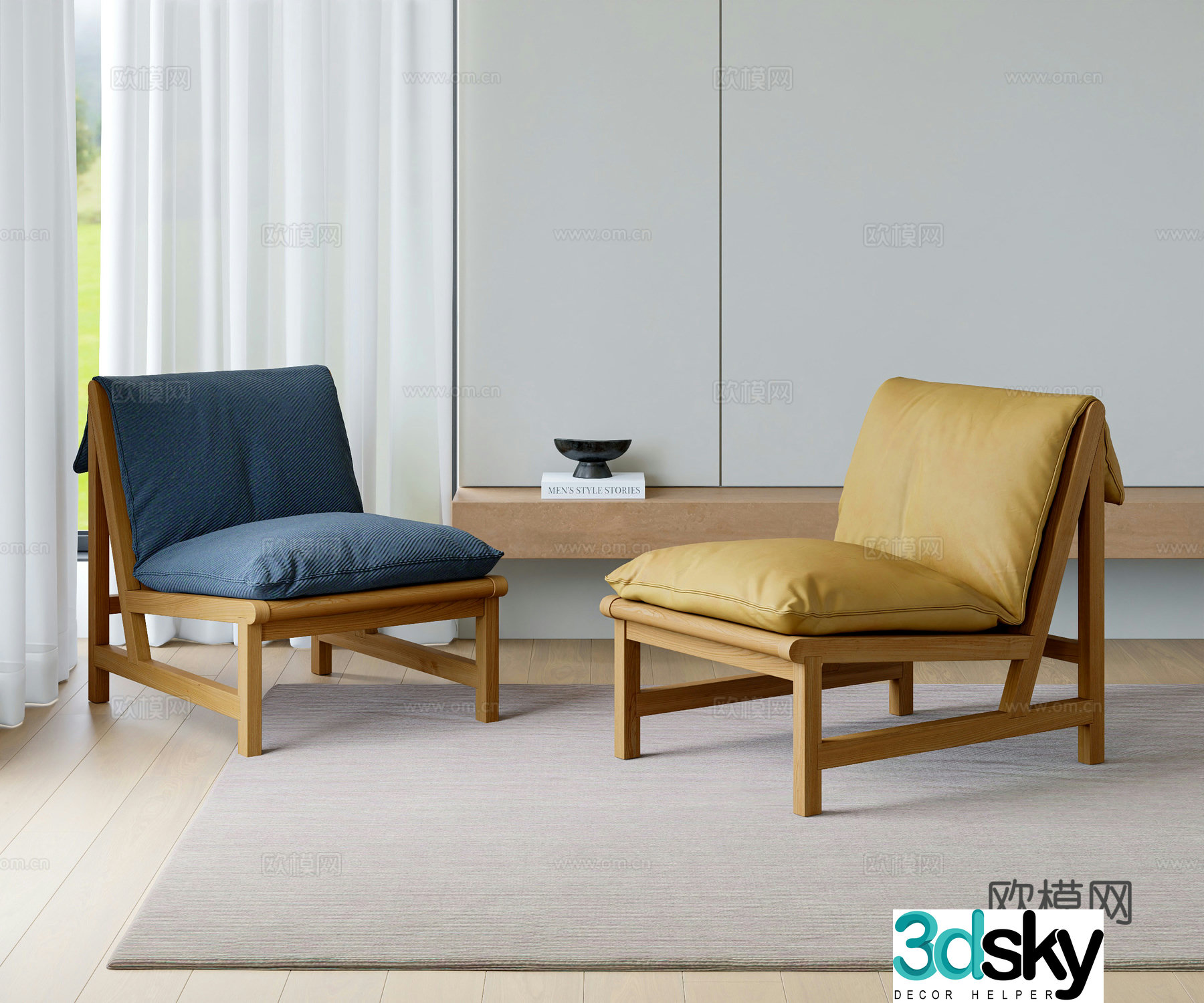 Modern sofa chair leisure chair 3d model
