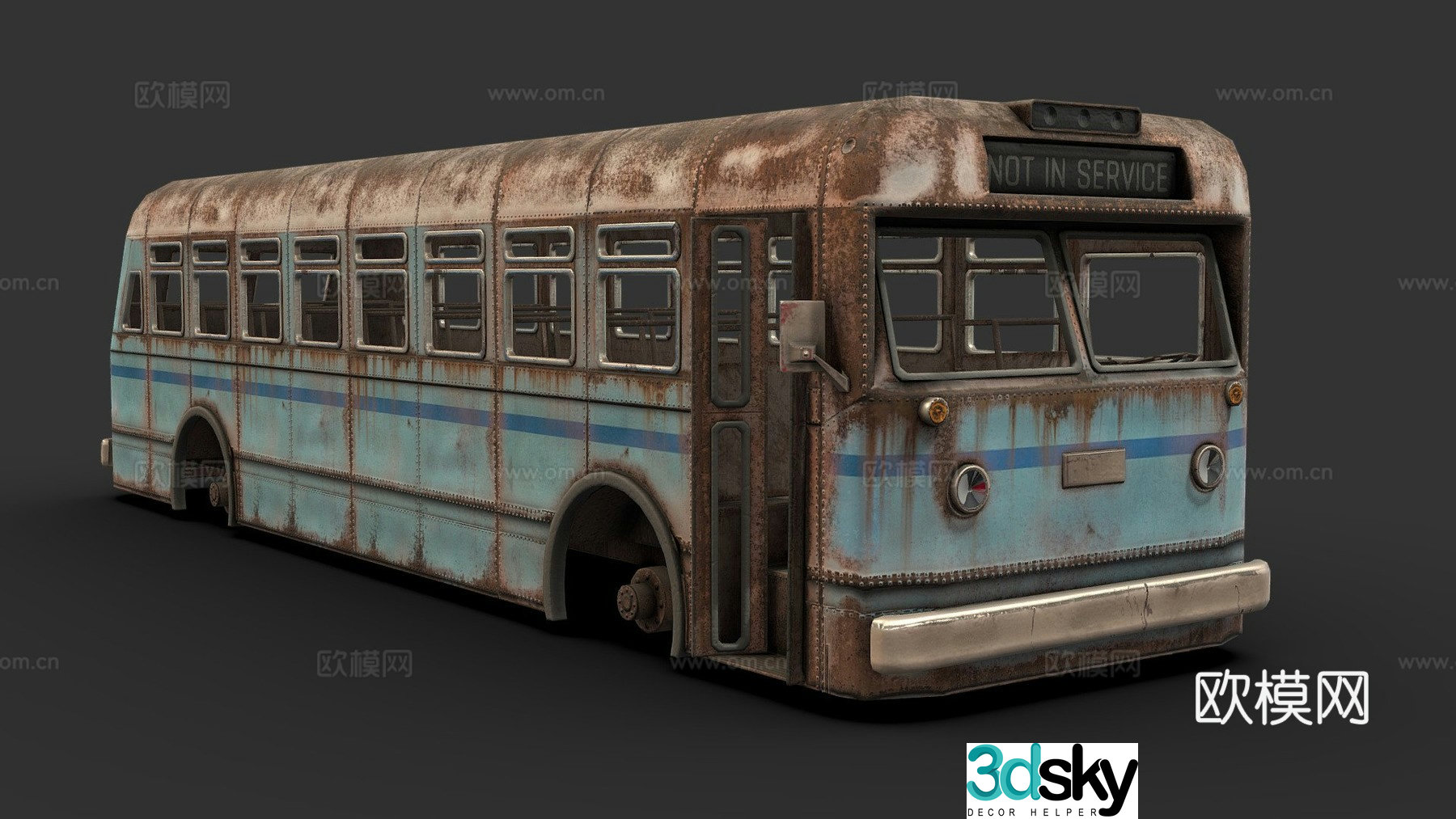 rusty bus bus 3d model