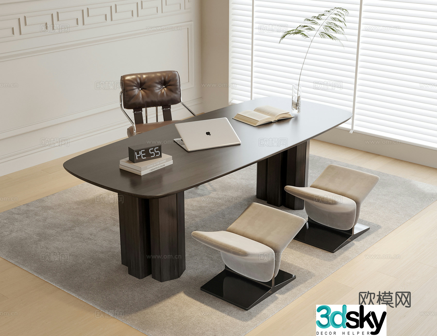 modern desk writing desk 3d model