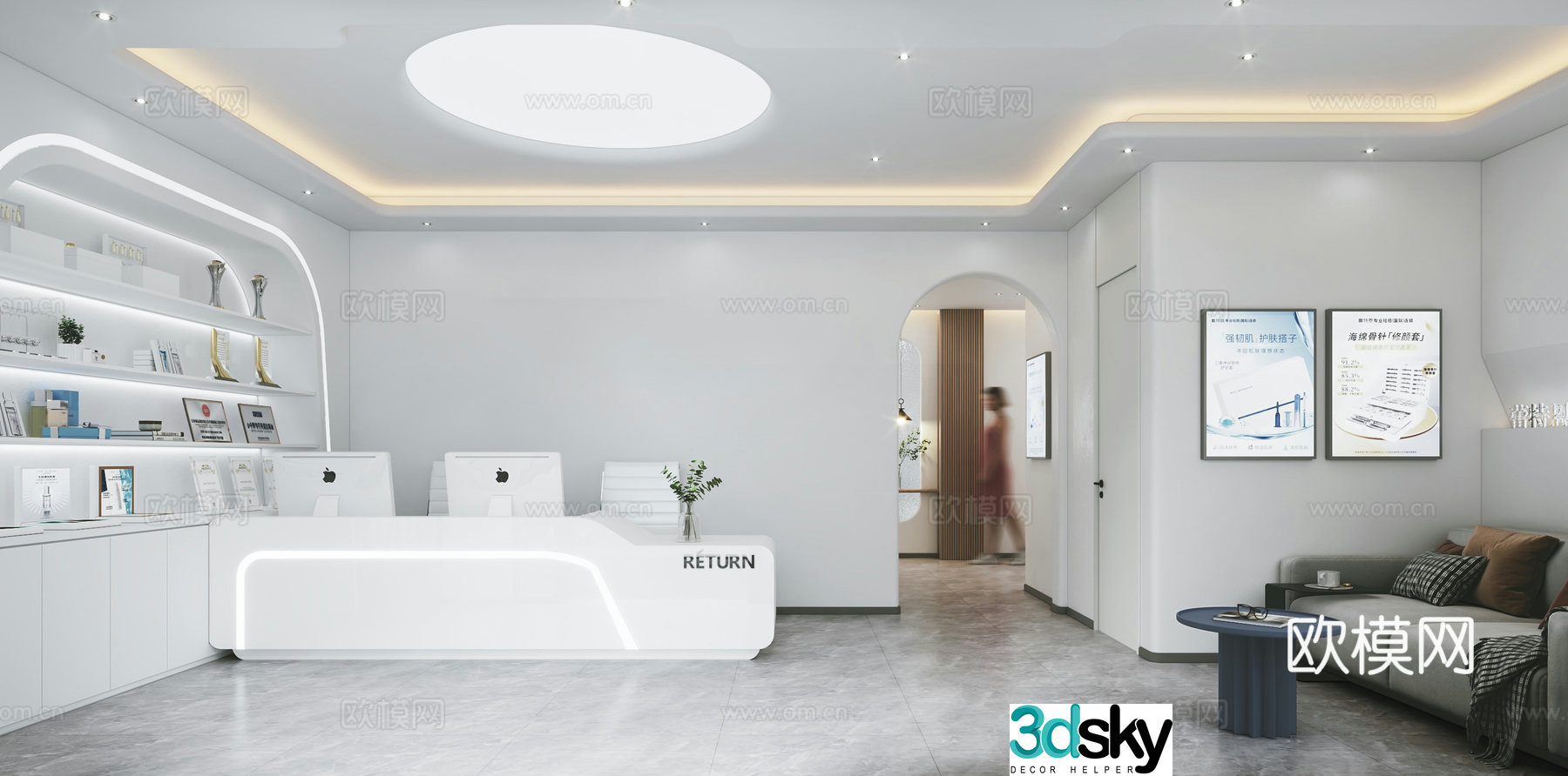 Modern beauty salon front lobby 3d model