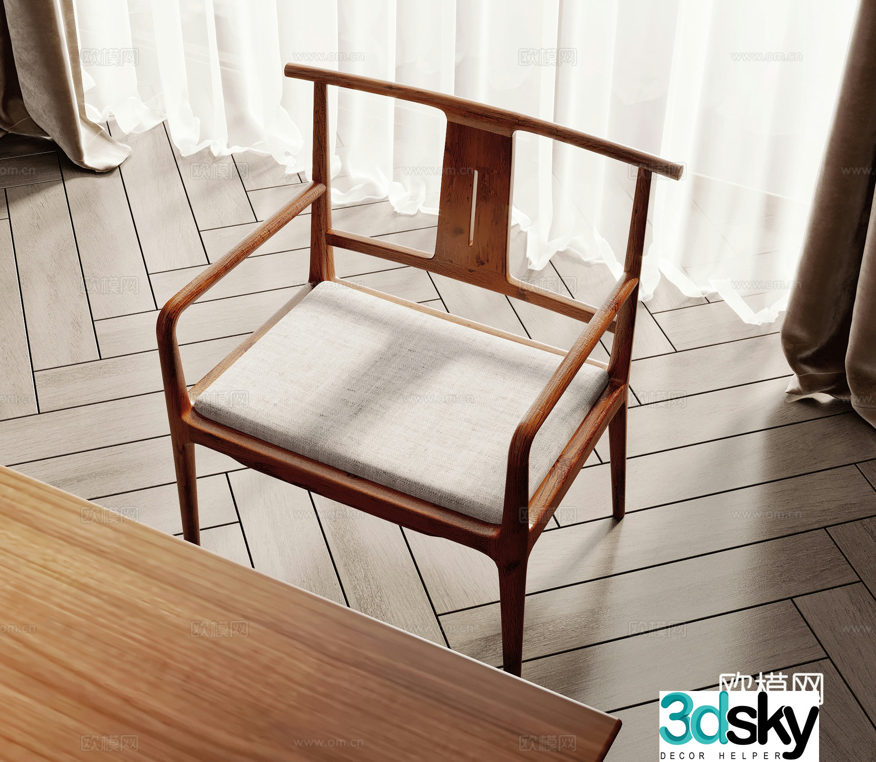 New Chinese style chair Taishi chair 3d model