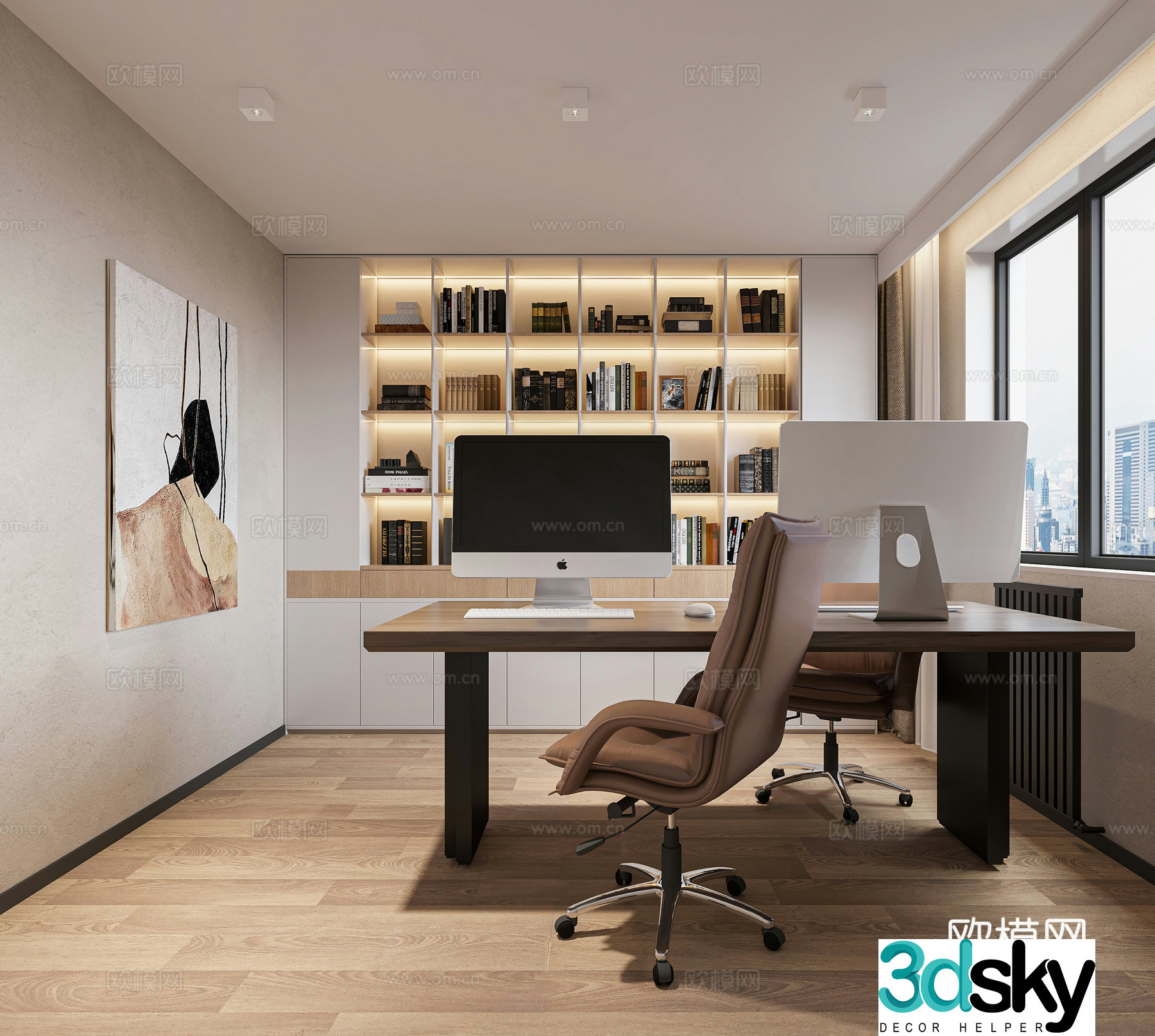 Modern study room 3d model