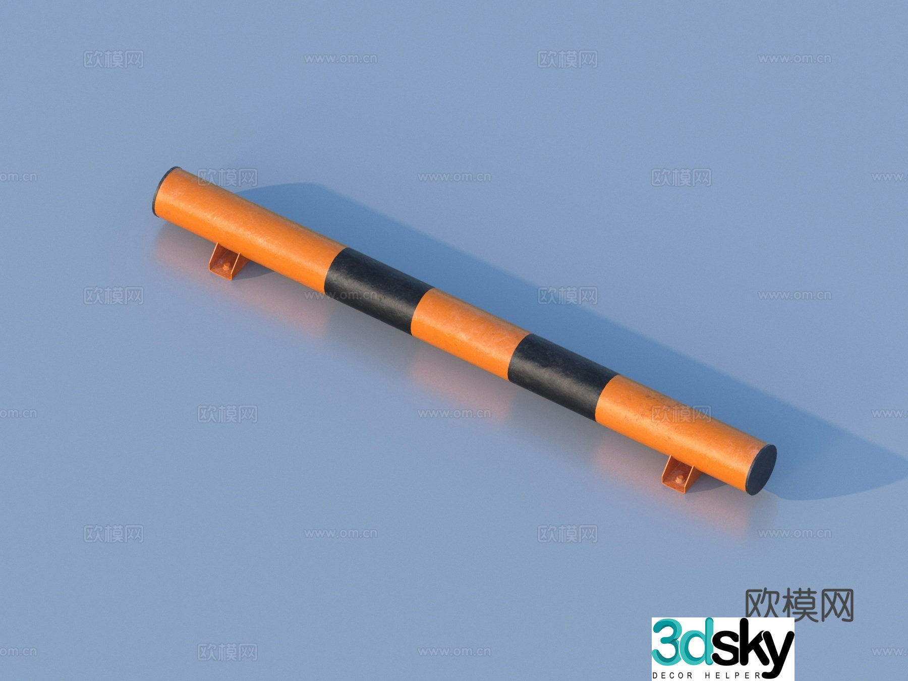 Anti-collision railing parking space barrier floor pile 3D model