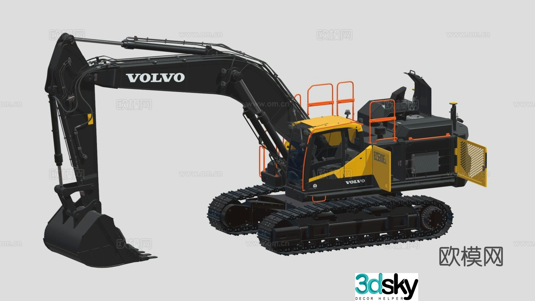 Crawler excavator bulldozer 3d model