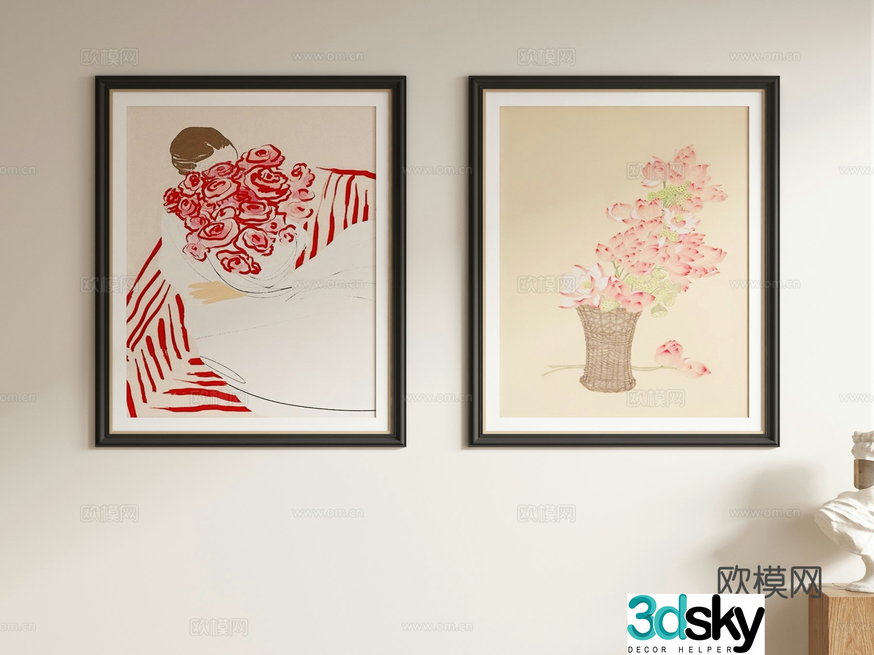 Modern decorative painting hanging painting 3d model