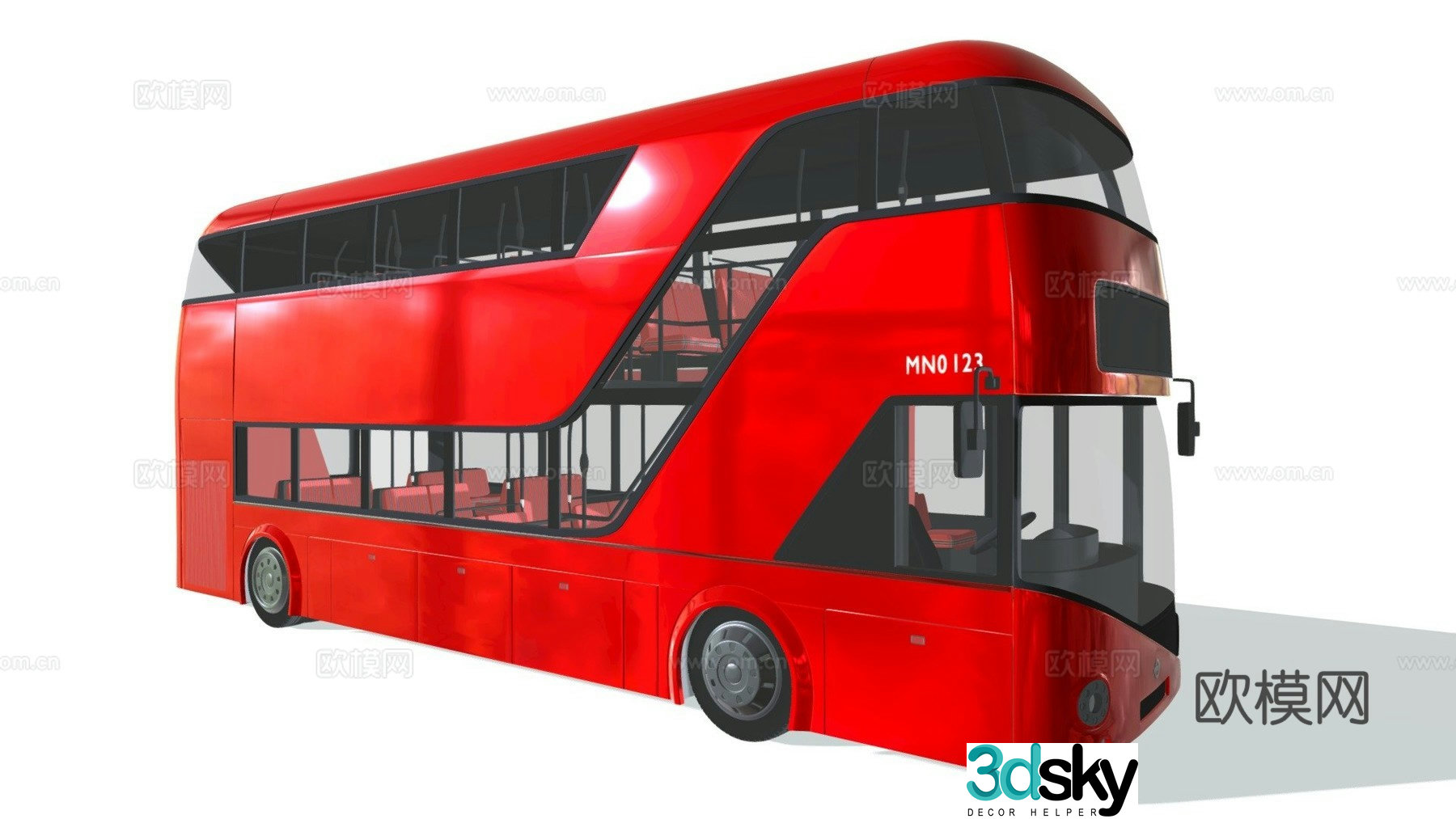 London double decker bus 3d model