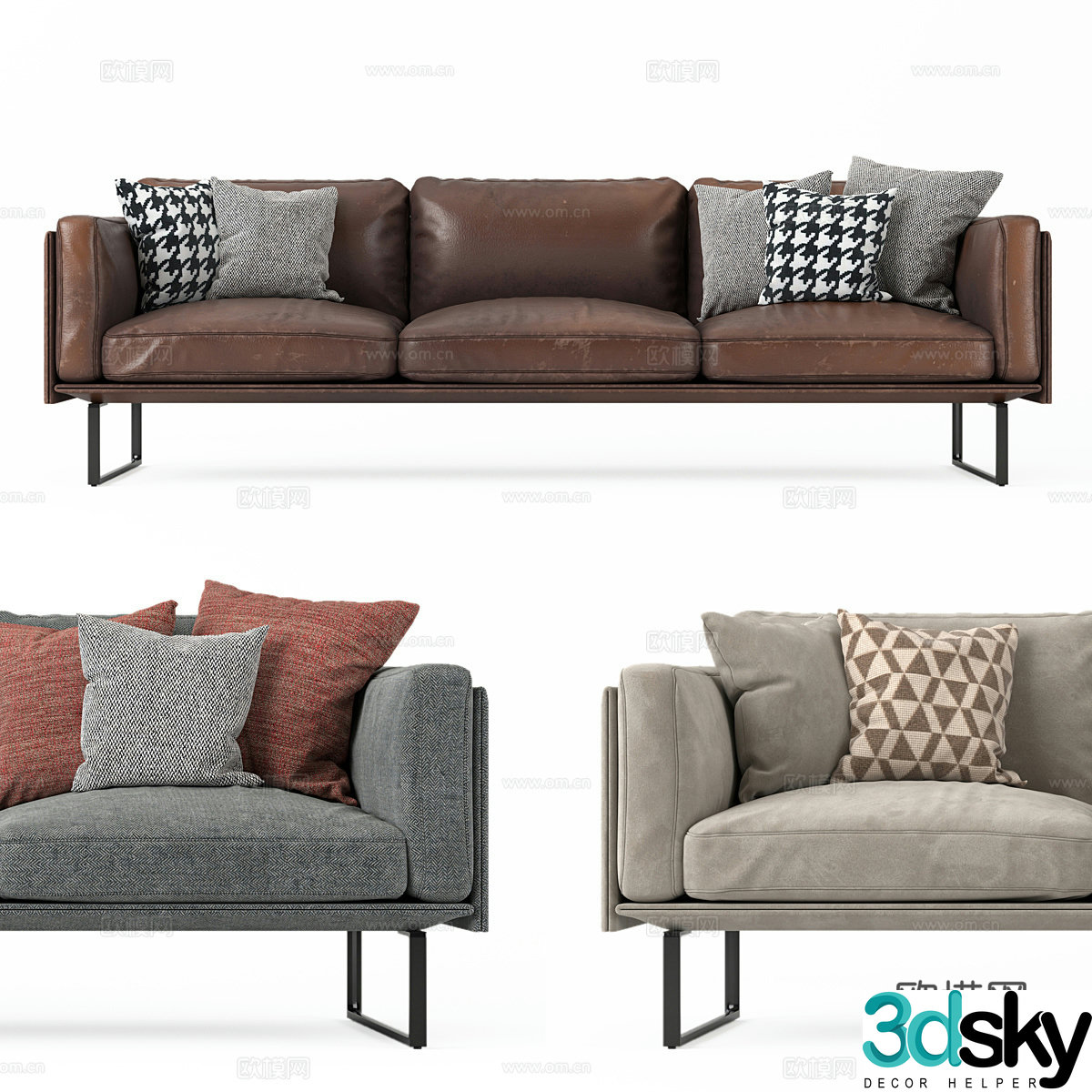 3D model of three seater sofa